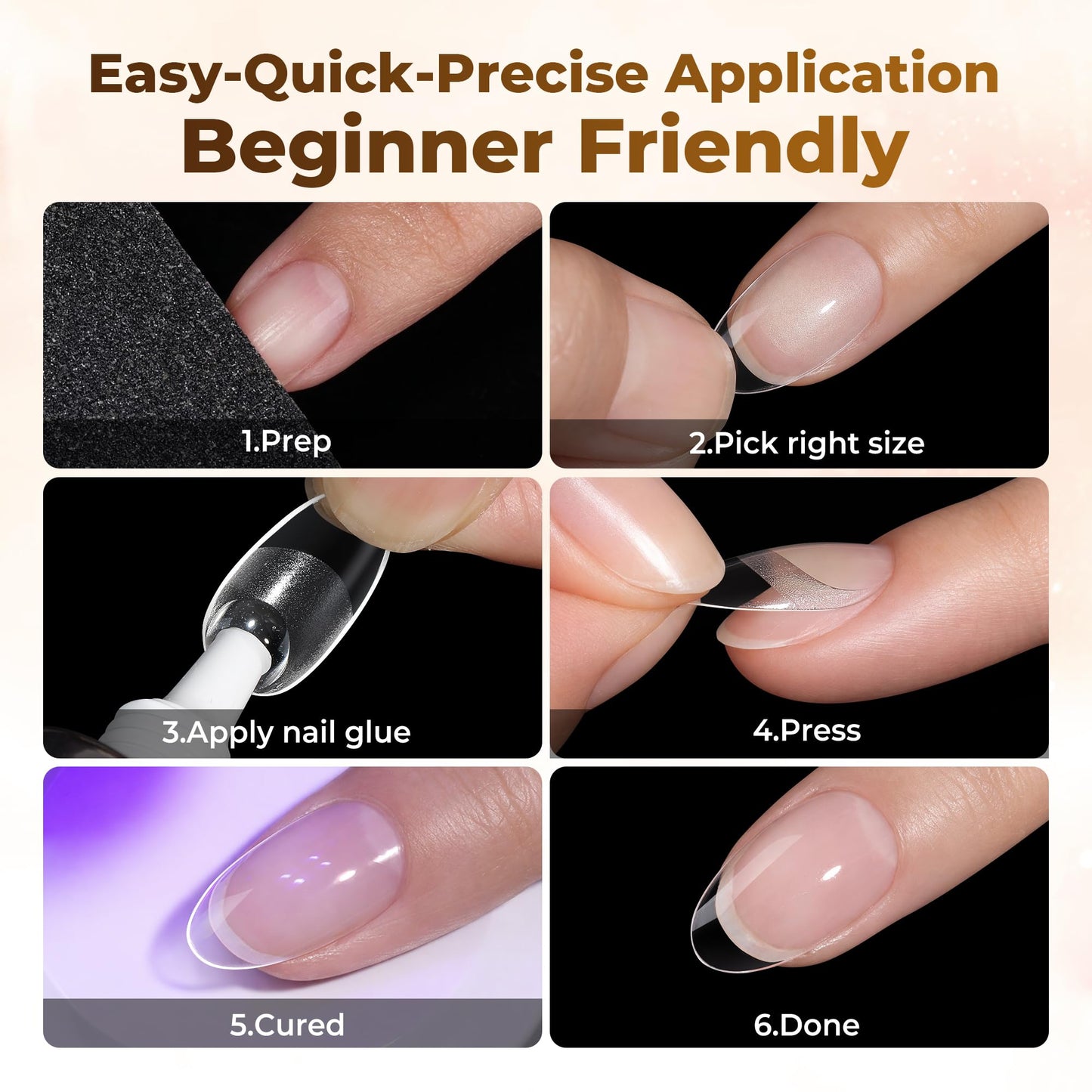 UNA GELLA Oval Fake Nails Pre-shape 504pcs Almond Gel Nail Tips Round Almond Press on Nails for Full Cover Acrylic Round Oval Full Nails False Nails 12 Sizes False Soft Gel Tips