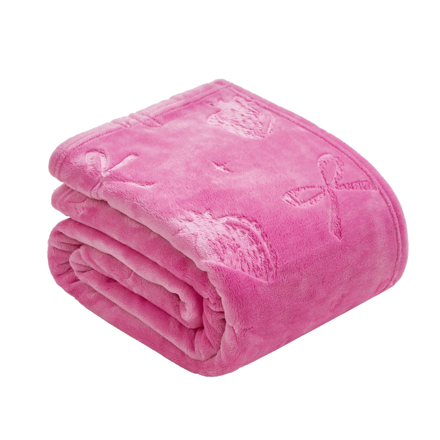 Juicy Couture Embossed Plush 60"x70" Oversized Throw Blanket, Berry Bow Hot Pink