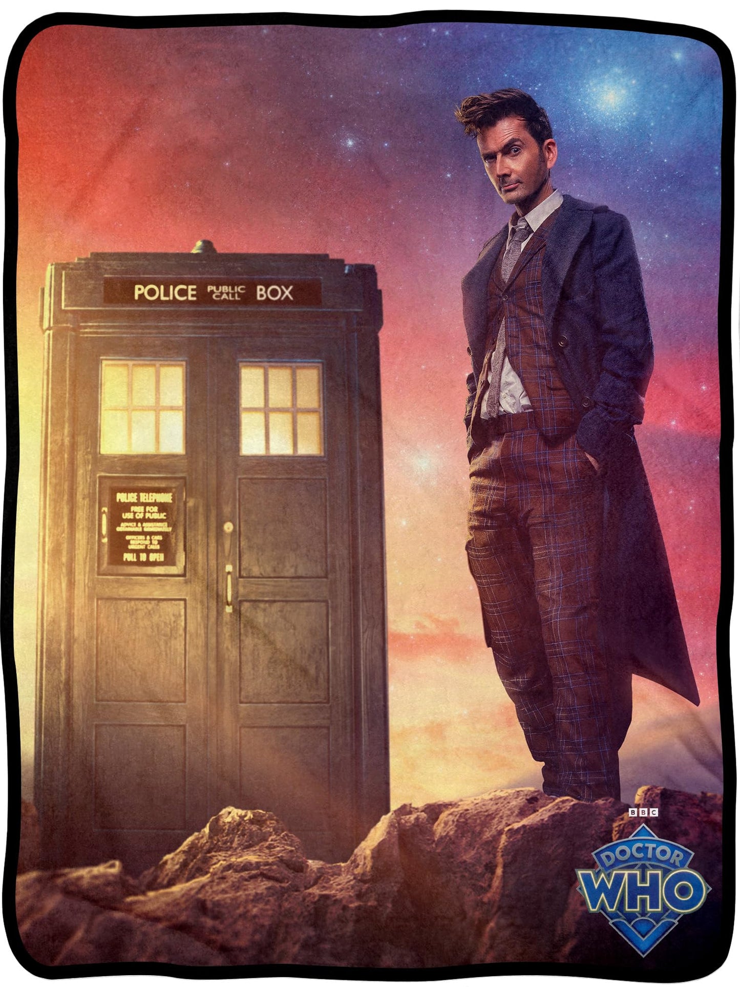 Doctor Who Throw Blanket - 10th Doctor David Tenant Tardis Lightweight Soft Fleece Throw Blanket for Bed and Couch 45" x 60"