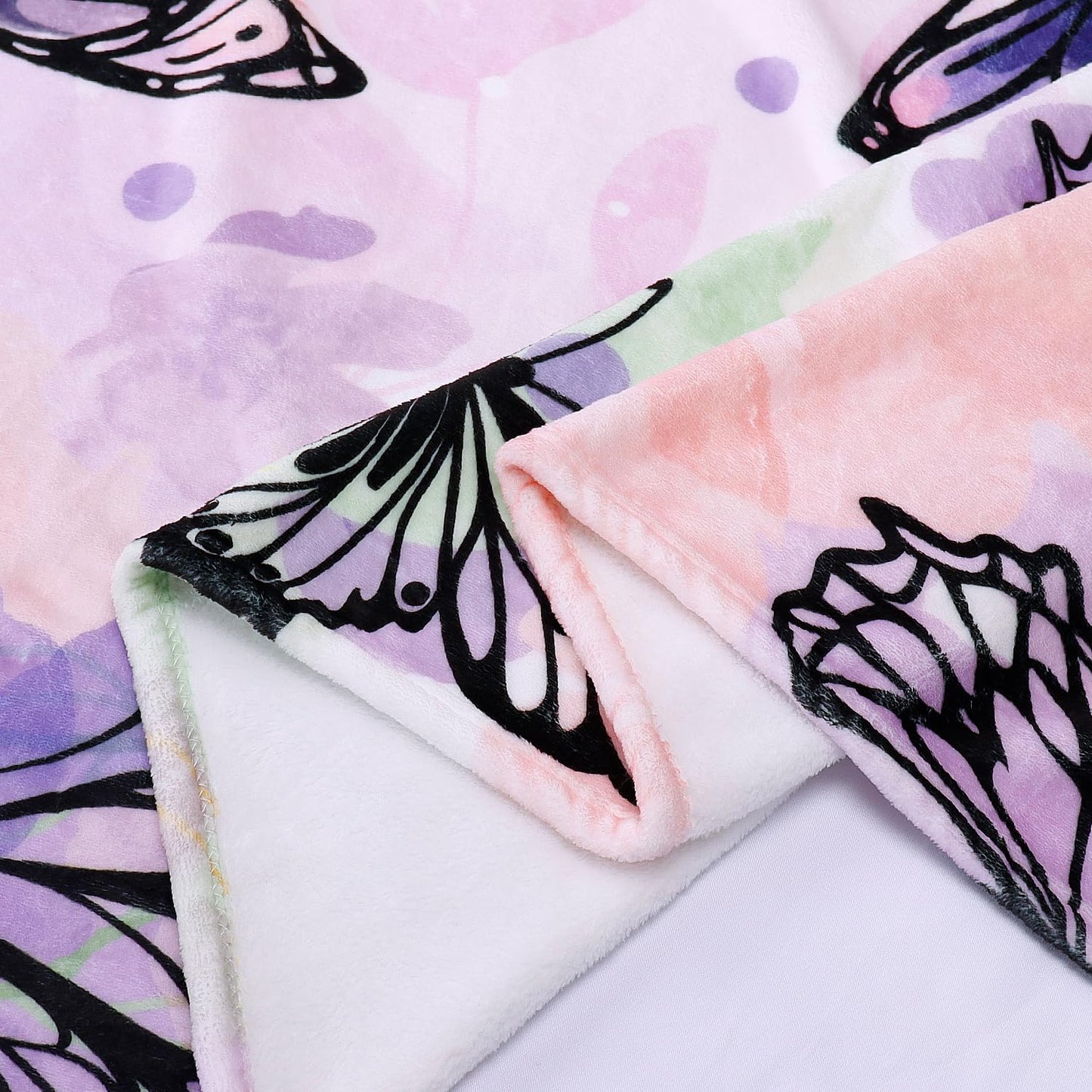 Butterfly Throw Blanket for Women Purple Butterflies Print Blanket Girl Gifts Blanket Soft Fuzzy Flannel Fleece Throw Blanket for Bed Couch 50” x 60”