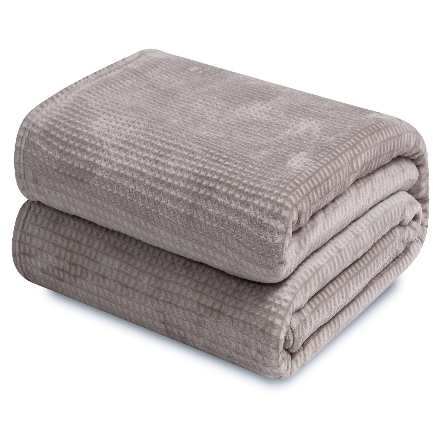 Oversized King Fleece Blanket 120x138 Inches, Seamless Soft Cozy 3D Jacquard Flannel Blanket 10'x11.5' Extra Large for Bed, Sofa, Couch, Travel & Camping, California King Throw, Light Grey - Waffle