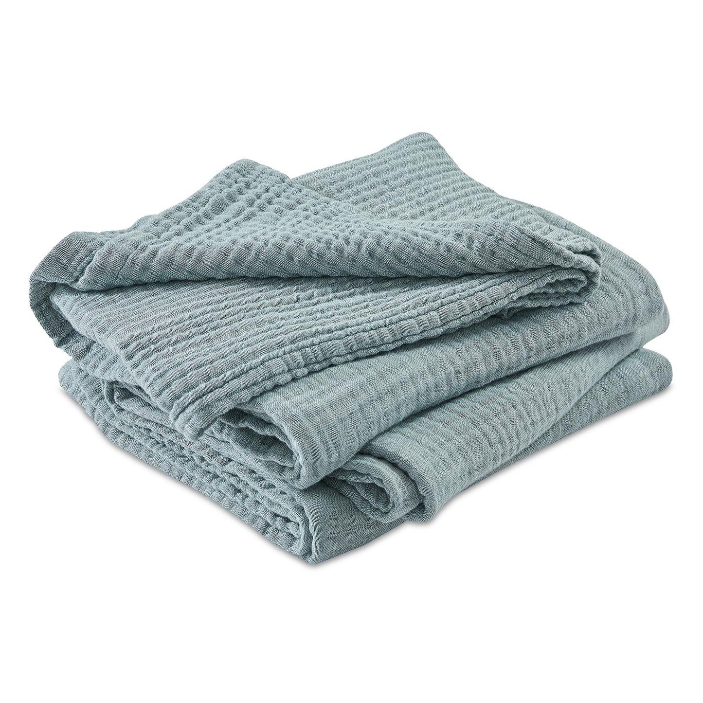 EMME Cotton Muslin Large Throw Blanket Couch Breathable Gauze Soft Lightweight Bed Blankets Adults (Heather Teal, 50"x70")