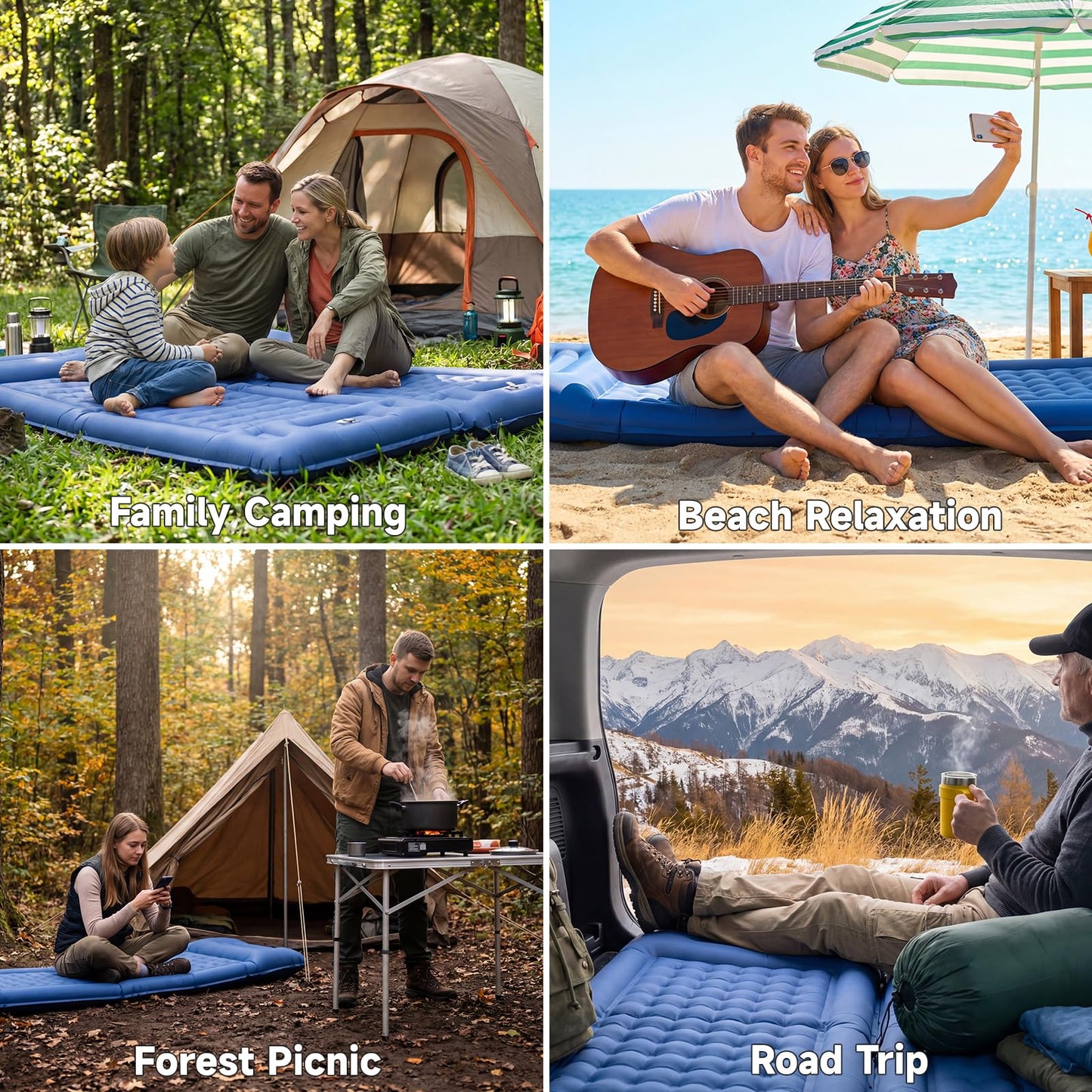 Aonhom Camping Sleeping Pad, 5" Ultralight Inflatable Sleeping Mat with Pillow, Built-in Foot Pump Inflatable Sleeping Pads Compact for Camping Backpacking Hiking Traveling Tent