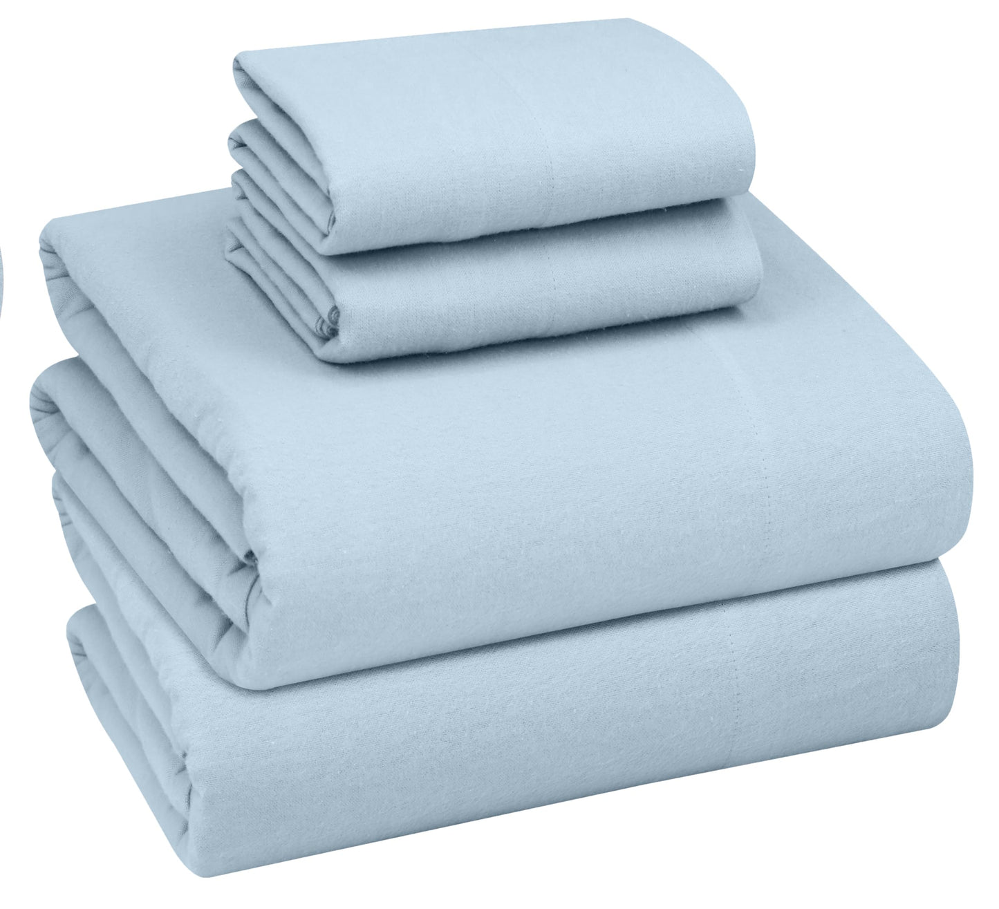 RUVANTI Flannel Sheets Queen Size - GOTS Certified 100% Organic Cotton, 4 Piece Warm, Soft & Breathable Set, Deep Pocket Snug Fit, Double Brushed Cozy All Season Bedding, Baby Blue