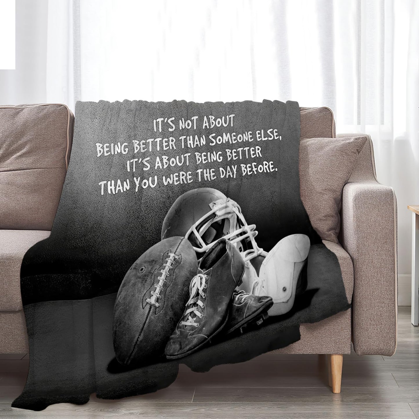 Tijuboni Football Sports Throw Blanket Rugby Gifts for Men Boys Women Girls Kids Adults Soft Flannel Fleece Blanket for Couch Sofa Bed Home Decor 40"x50"