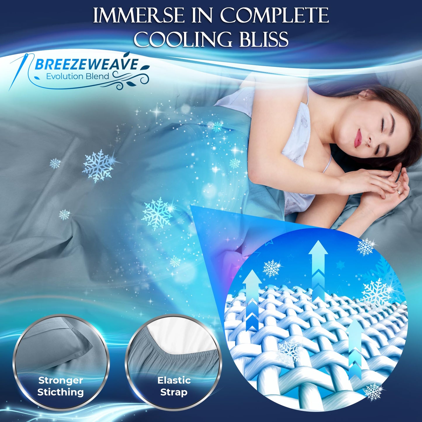 DECOLURE Cooling Sheets Full Set 4pcs - Luxurious & Ultra-Soft Full Size Cooling Sheets for Hot Sleepers - Comfortable Bamboo Viscose Microfiber Full Cooling Bed Sheets w/Deep Pockets (Light Blue)