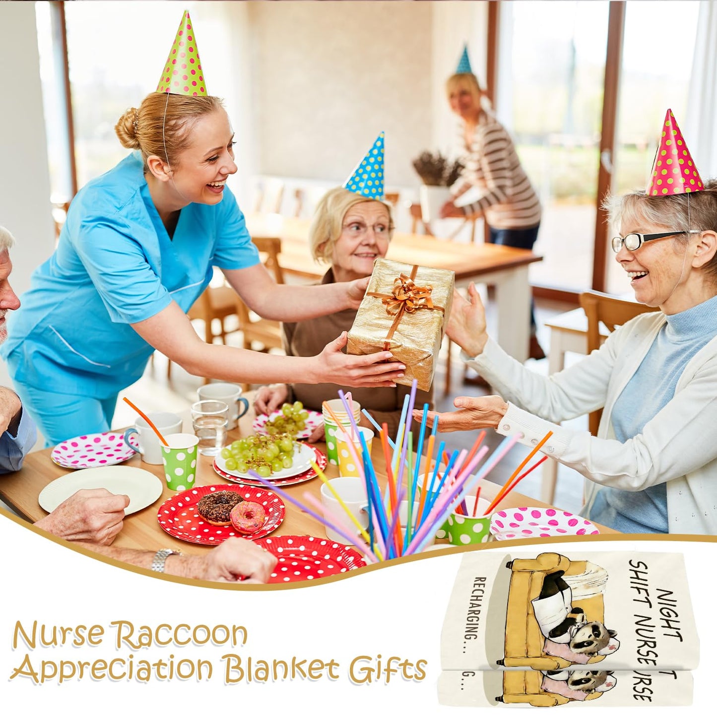 Wxiben Nurse Appreciation Gifts for Women - Nurse Raccoon Soft Flannel Throw Blanket Nurses Week Day Gift for Her Nursing Student Graduation Birthday Gifts for LPN RN Nurses Practitioner 60 x 50 Inch