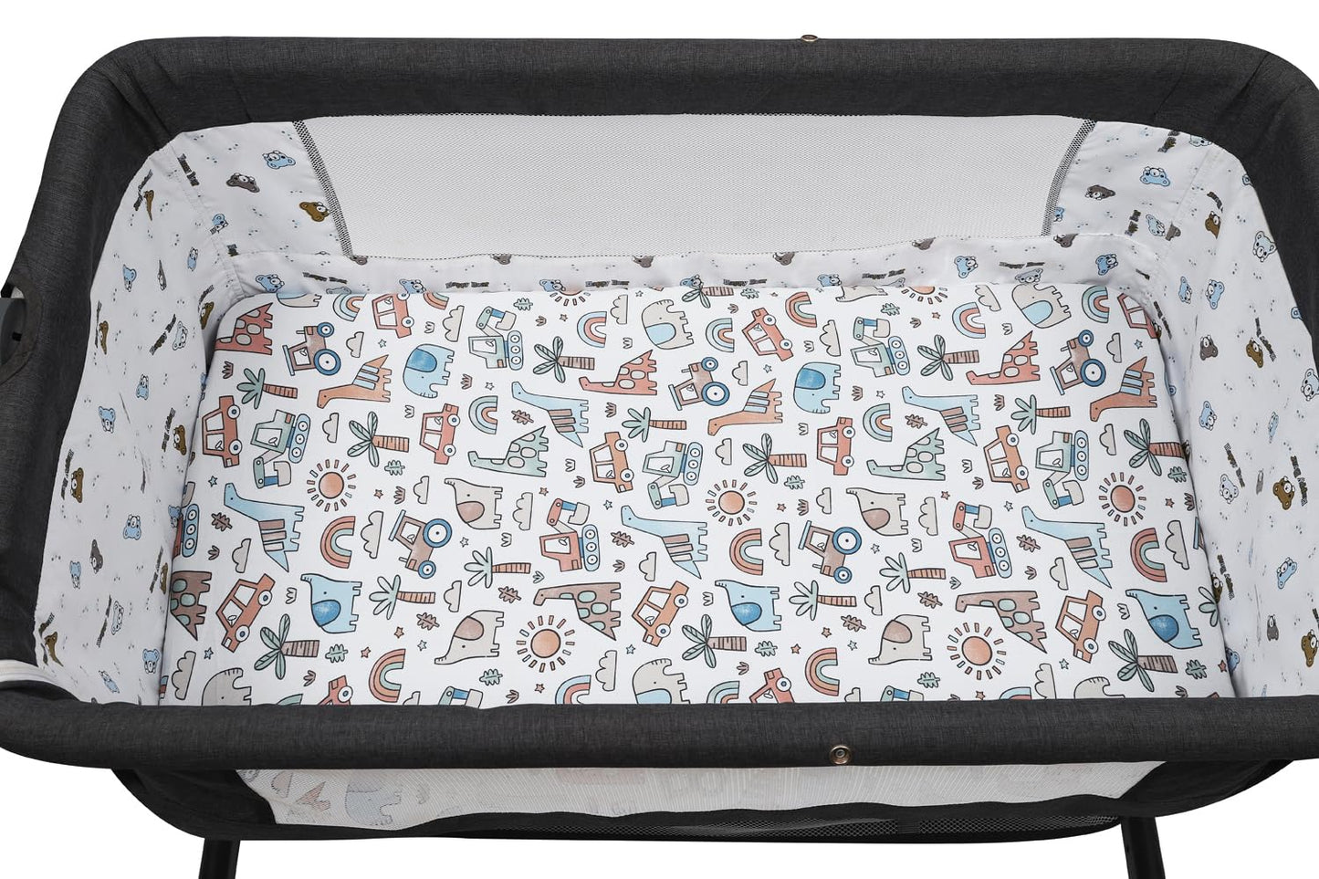 Tontukatu Stretchy Fitted Crib Sheets Set 2 Pack Portable Crib Mattress Topper for Baby Girl Boy,Ultra Soft Jersey Material, Light Blue & Car