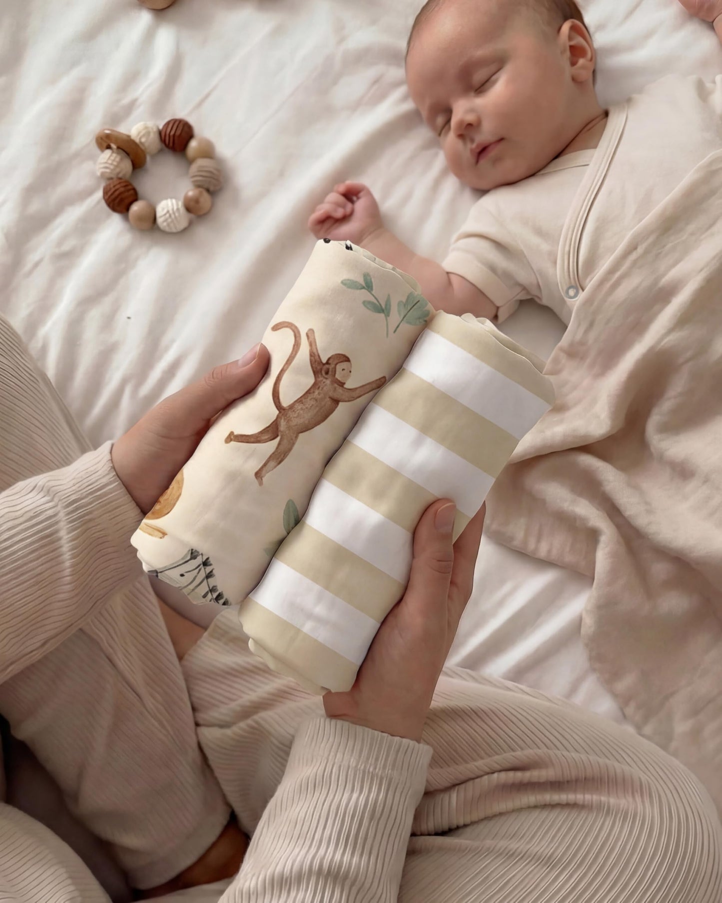 Nyessmee Baby Crib Sheets for Boys and Girls, Fitted Crib Sheets 52" x 28", Soft Breathable Microfiber Sheets for Standard Crib and Toddler Mattress, 2-Pack Striped Animals