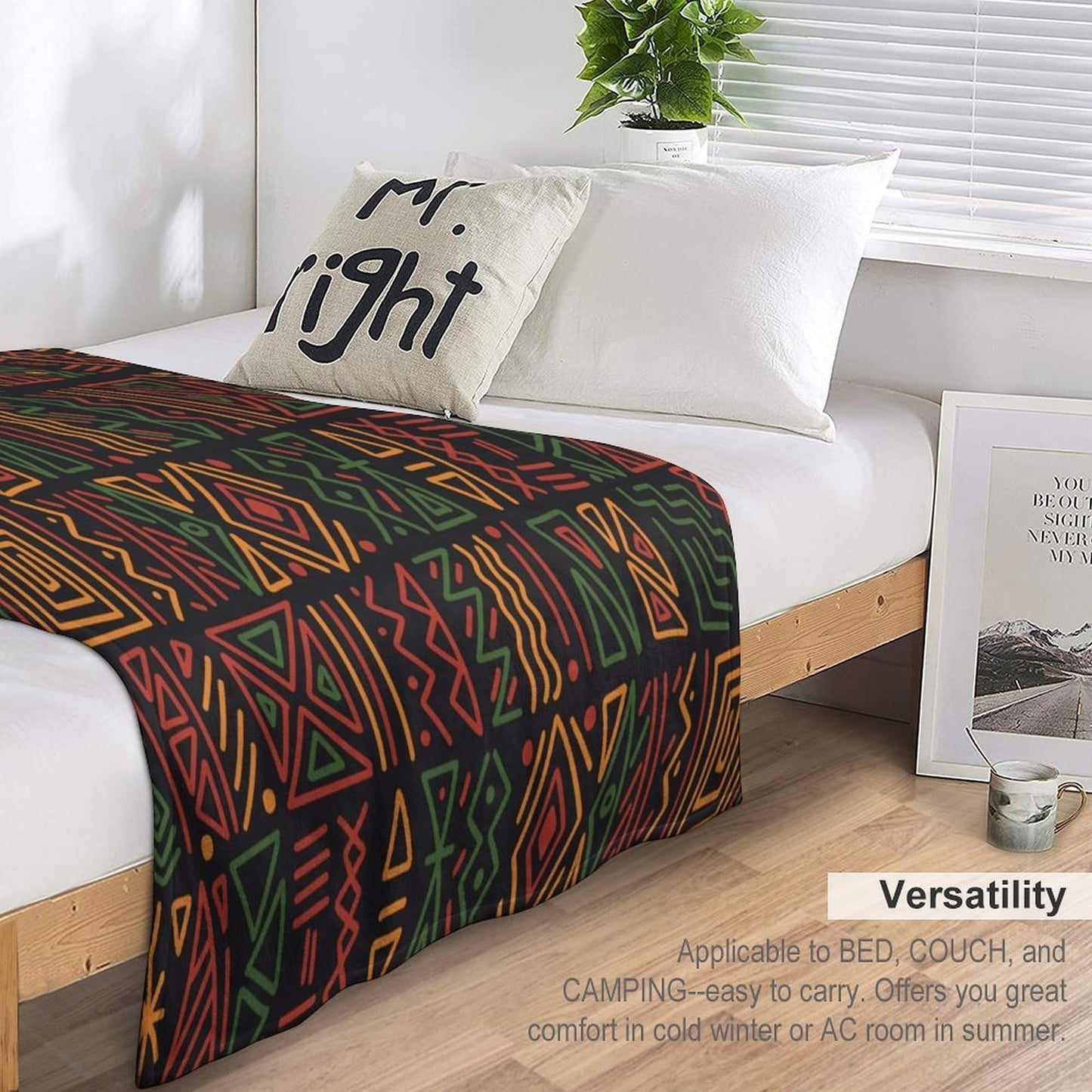 ZhiRain African Tribal Throw Blanket African Juneteenth Ethnic Style Blankets for Sofa Bed Couch Chair Or Dorm 50"x60"