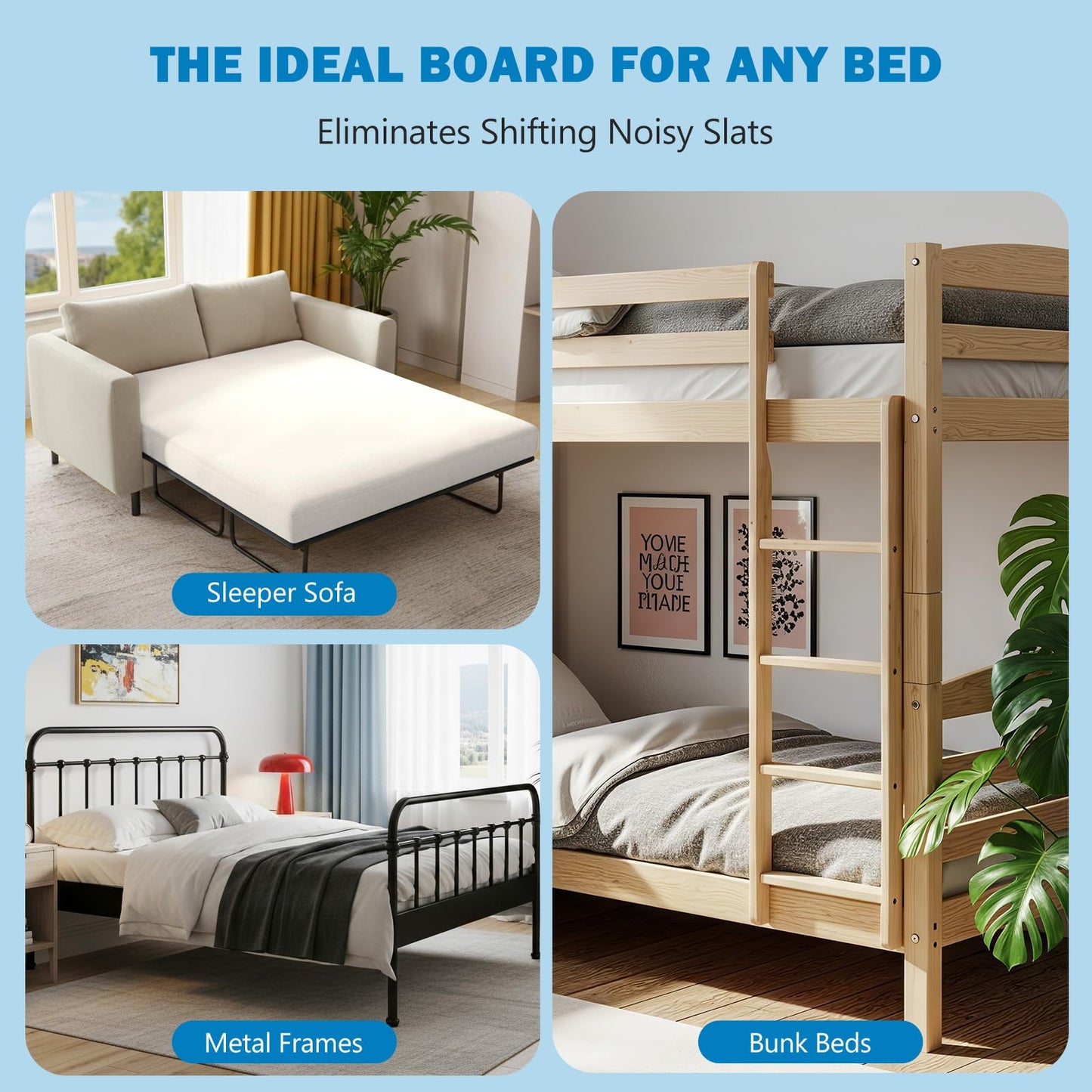 Sellmazon Bunkie Board Queen Size (60x80''), Heavy Duty Bed Boards for Frame, Sleeper Sofa Support Board to Stop Sagging Mattress, Breathable, Noise Minimizing, Moisture Resistant