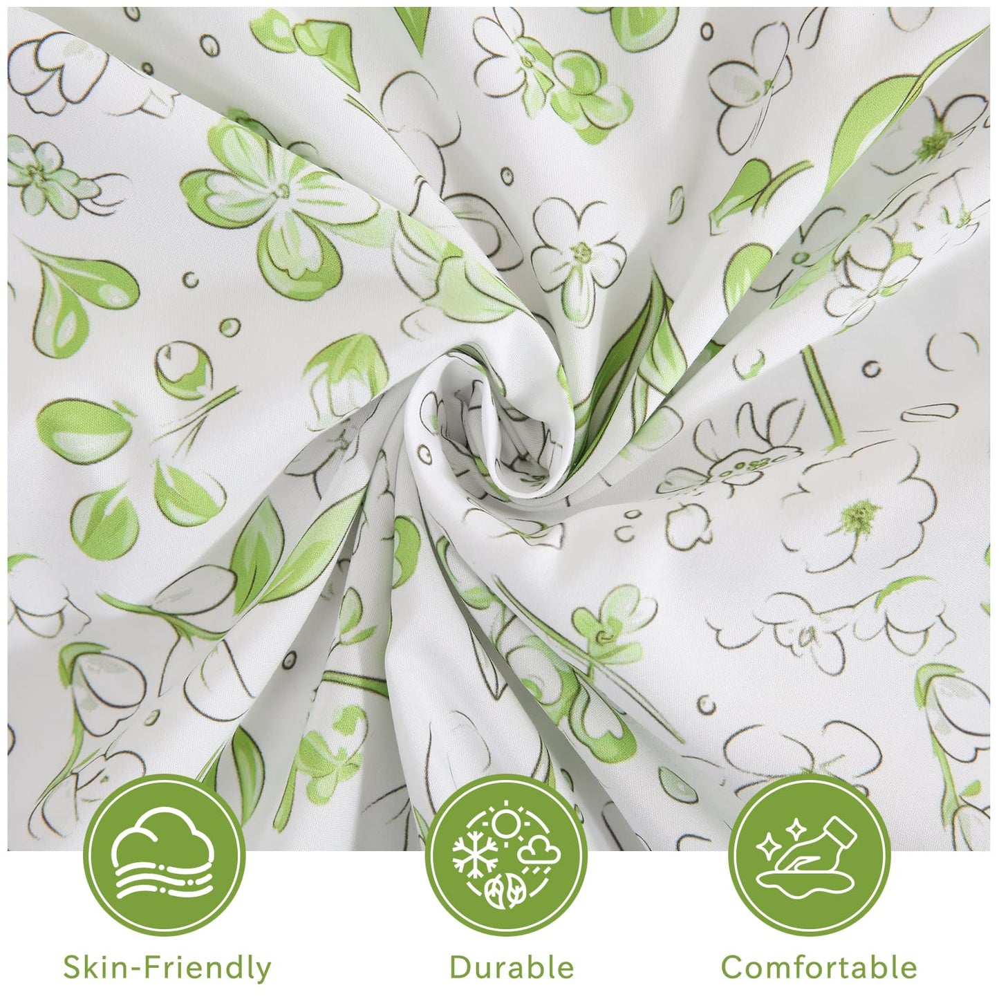 Bedlifes Queen Sheet Set Ultra Soft, Breathable, Silky Flower Deep Pocket 100% Microfiber Bedding, 4 Piece Queen Size Green Floral