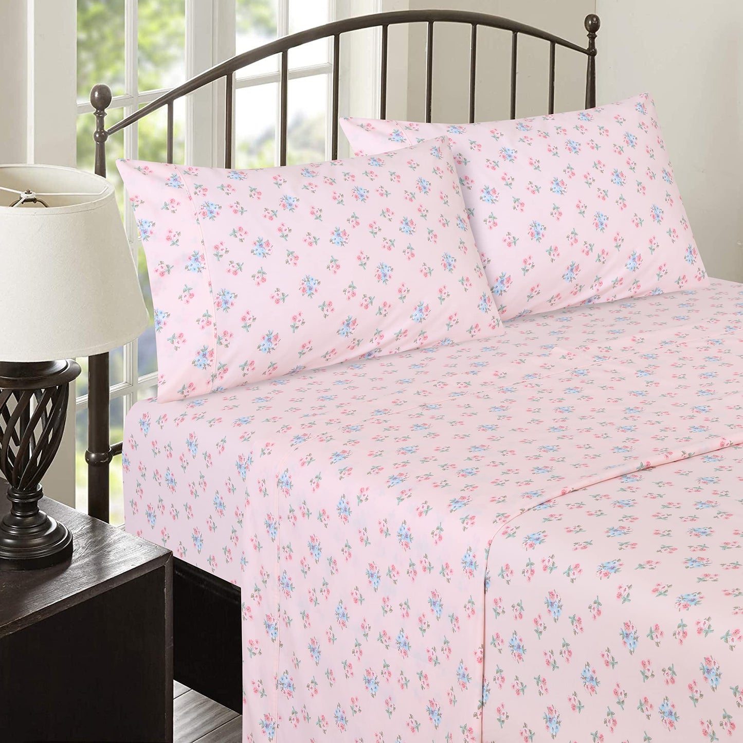 RUVANTI 100% Cotton Percale Sheets Queen Size, Spring On