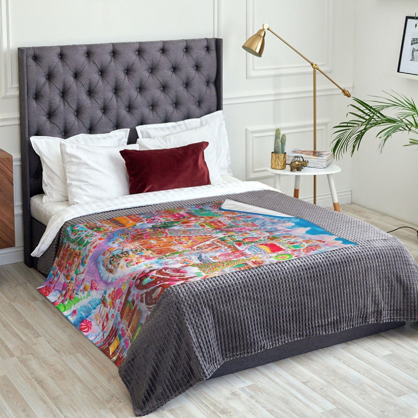 Colorful Candy House Flannel Throw Blanket Soft Cozy Blanket for Living Room Couch Sofa Bed 50 x 60 Inches