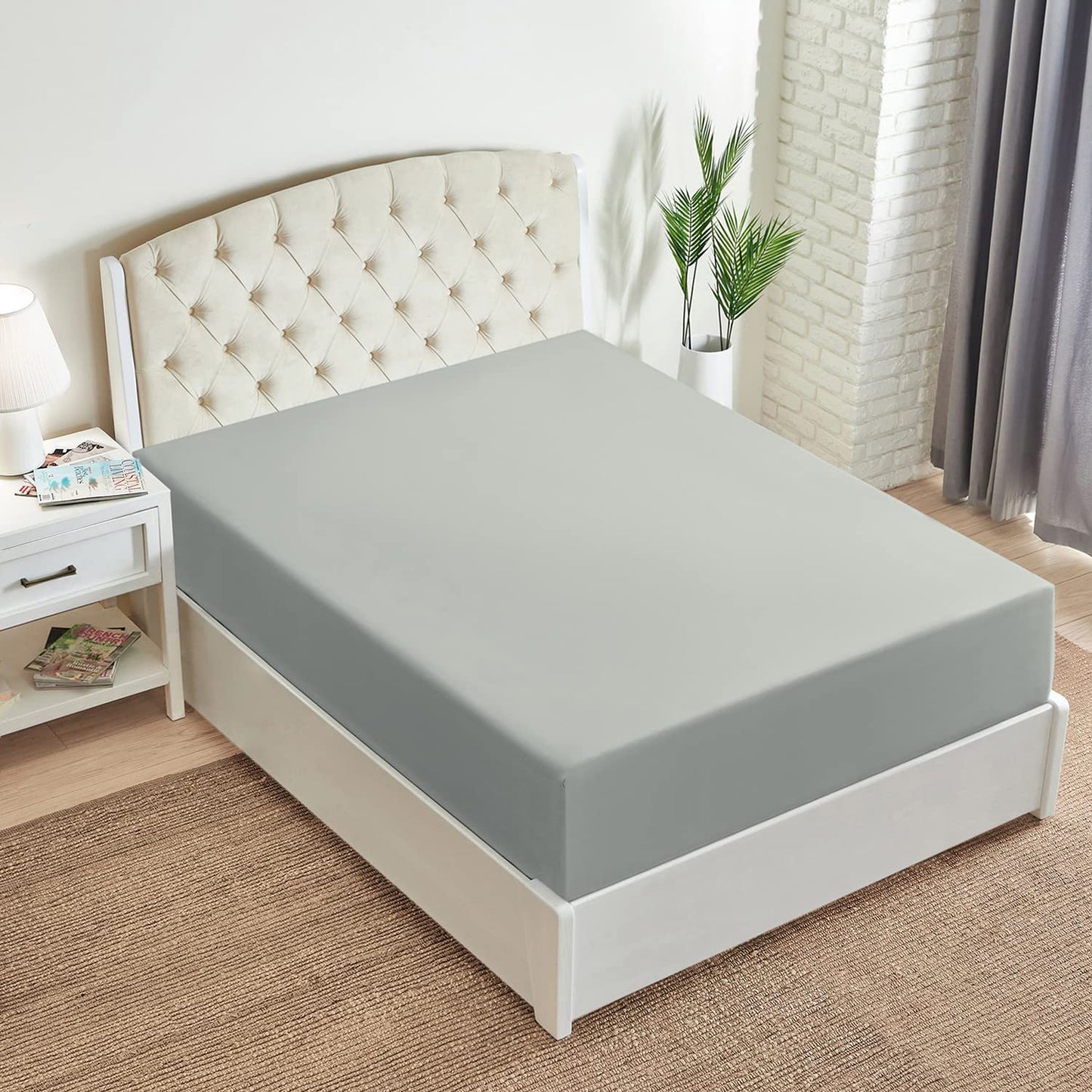 Mellanni Extra Deep Pocket King Fitted Sheet - Iconic Collection Bedding Sheets with up to 21 inch Deep Pocket - Soft & Cooling - Fade & Stain Resistant - 1 PC (King, Spa Mint)