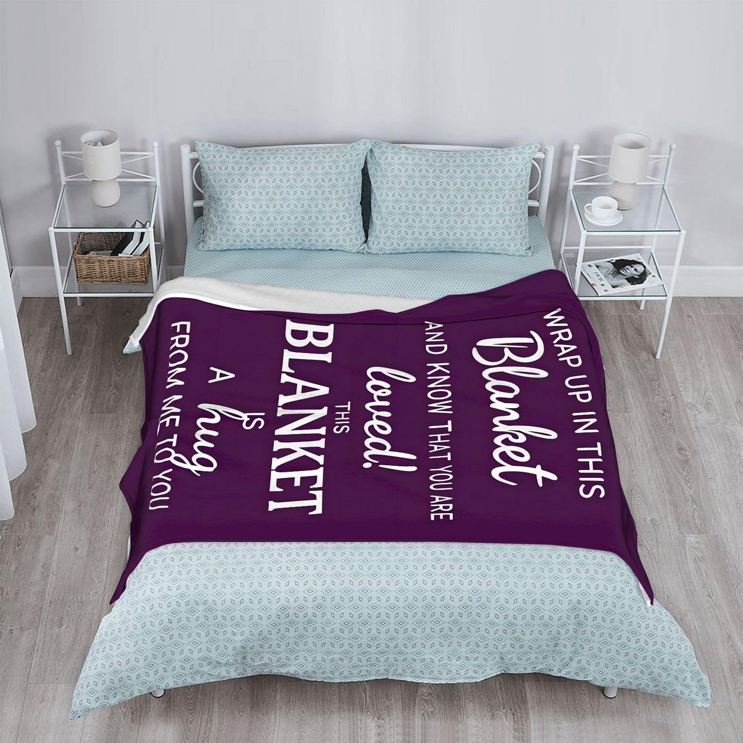 Sending You A Big Hugs So Its There When You Need It Blanket Cozy Flannel Comfort Throw Sympathy Healing Gift Encouragement Blanket for Family and Friends (White 10, 50x60in(127cm*153cm))