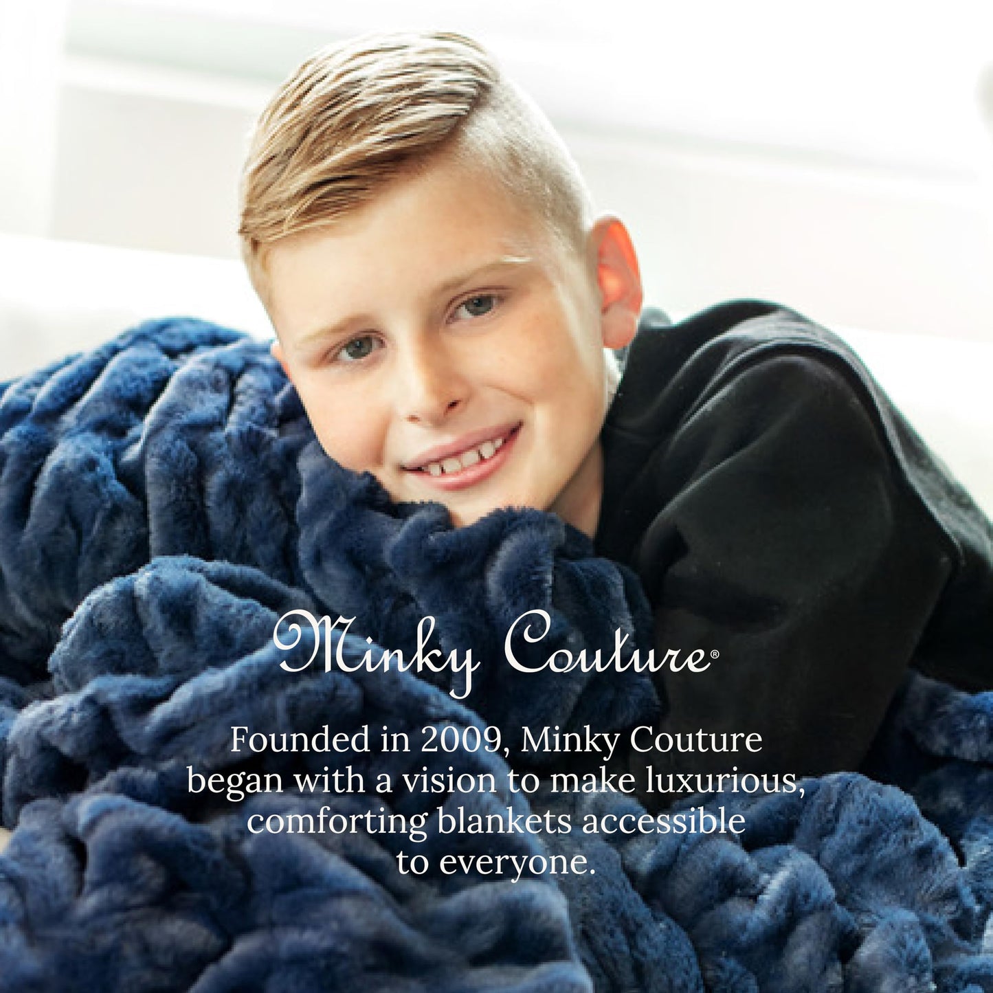 Minky Couture Hugs Blanket - Extra Plush Blanket for Premium Gifting - Stretchy Bubbled Cozy Throw - Silky Smooth - Durable & Machine-Washable - Travel-Friendly - Adult, Navy