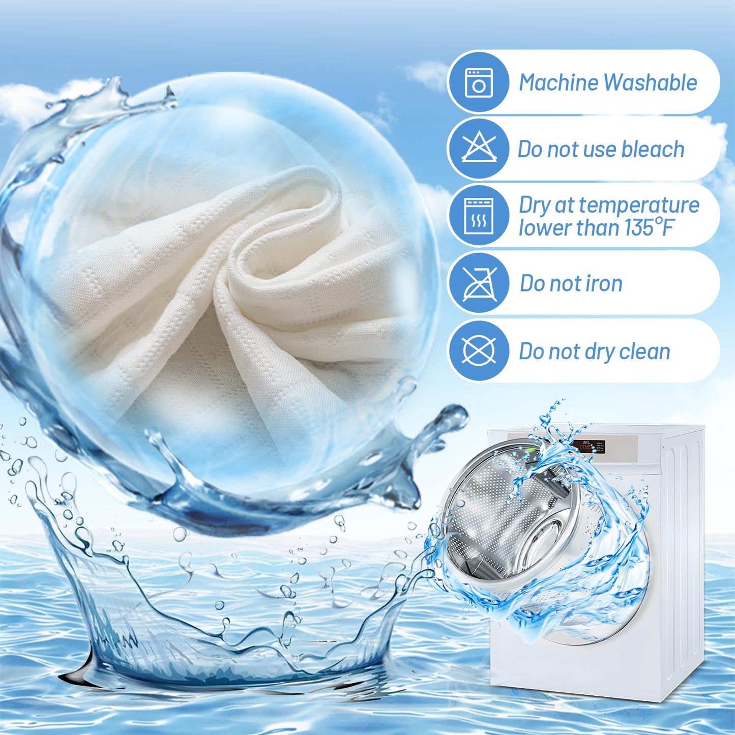 Premium Bamboo Mattress Protector – Queen Size, Waterproof, & Ultra Soft Breathable Noiseless Washable Bed Mattress Cover for Comfort & Protection MC02QUEEN-T