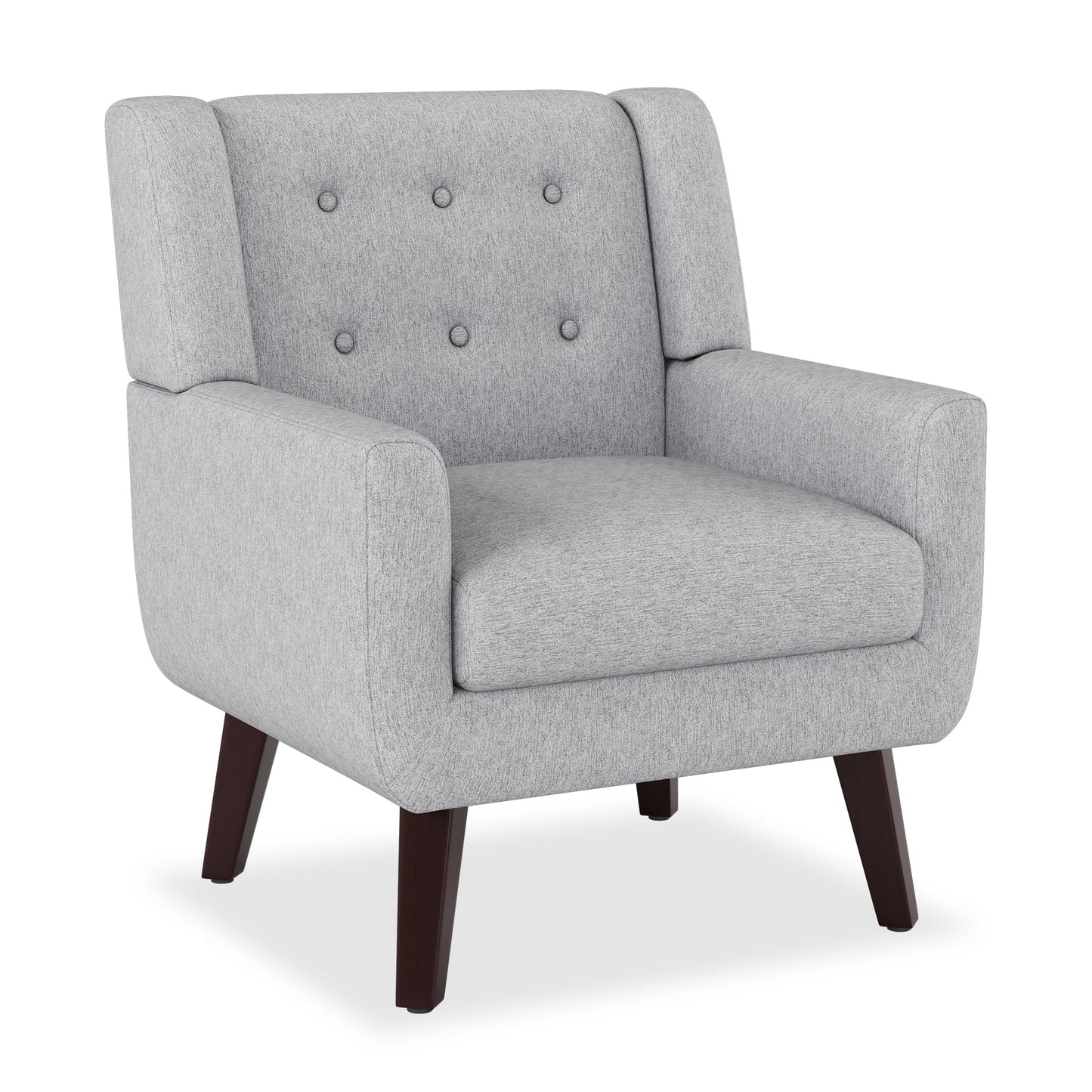 FaFaSoGoodFa Linen Fabric Living Room Chairs, Accent Chair, Mid Century Modern Armchair for Living Room, Bedroom Button Tufted Upholstered Comfy Reading Sofas,Vanity Chair (2, Light Grey)