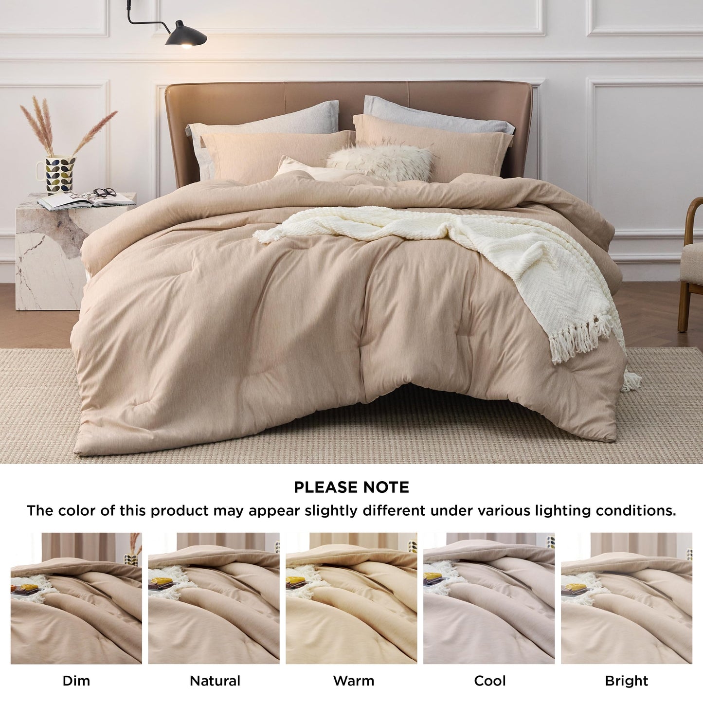 Bedsure California King Comforter Set - Warm Sand Soft Bedding for All Seasons, Cationic Dyed Bed Set, 3 Pieces, 1 California King Size Comforter (104"x96") and 2 Pillow Shams (20"x36"+2")
