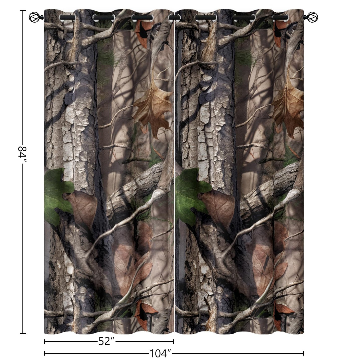 Sanzugh Camo Hunting Blackout Curtains 84 Inch Long 2 Panels Set, Rustic Cabin Camouflage Black Out Patterned Printed Window Curtain for Mens Boys Bedroom Living Room, Grommet Window Drapes