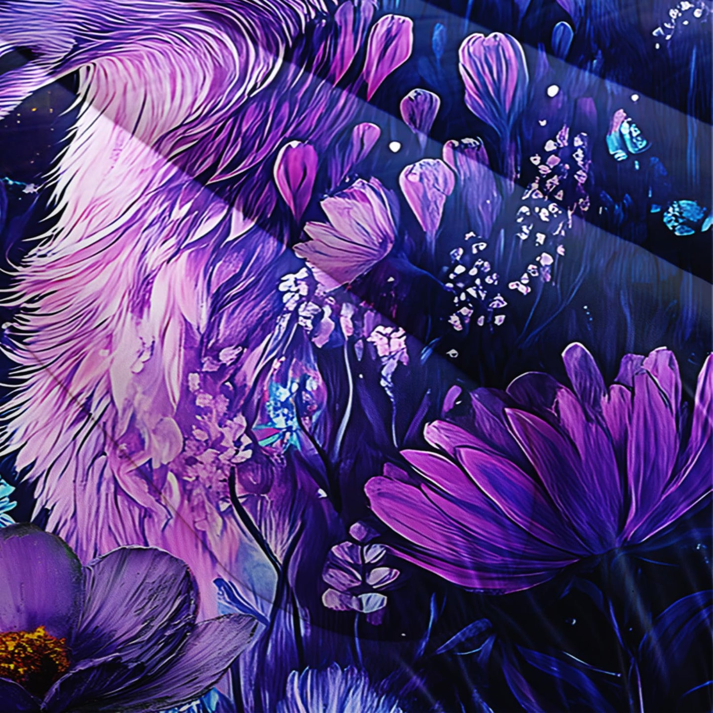 lneffble Purple Wolf Bedding Comforter Set Full Size,Dreamcatcher Flower Quilt Bedding Set Full,with 1 Comforter with 2 Pillow Case,Wolf Bedroom Decor for Kids Girls Boy