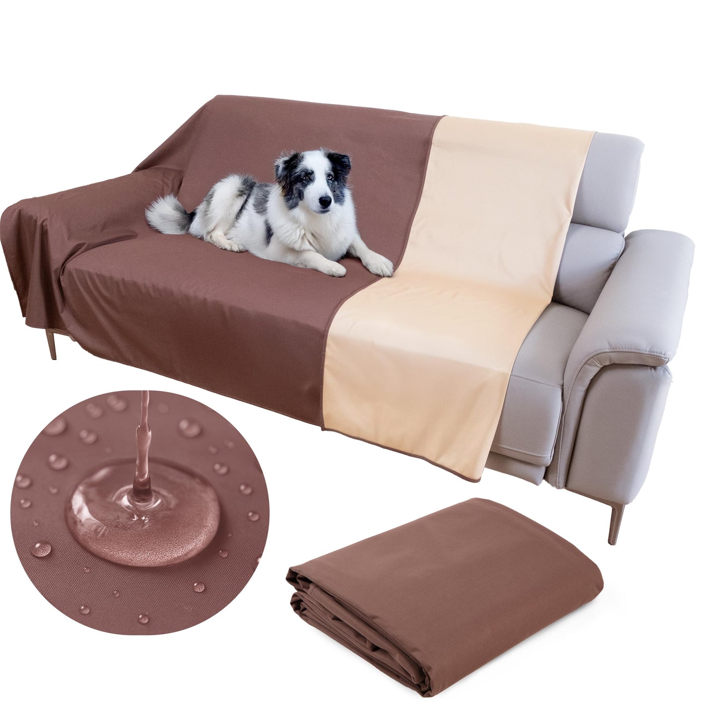 SILLY LEGACY Thin Reversible Waterproof Protective Cover or Liner for Bed or Couch (Queen Size, 96 x 82 inch), for Dogs and Cats, Babies; Incontinence, Dirt, Drool