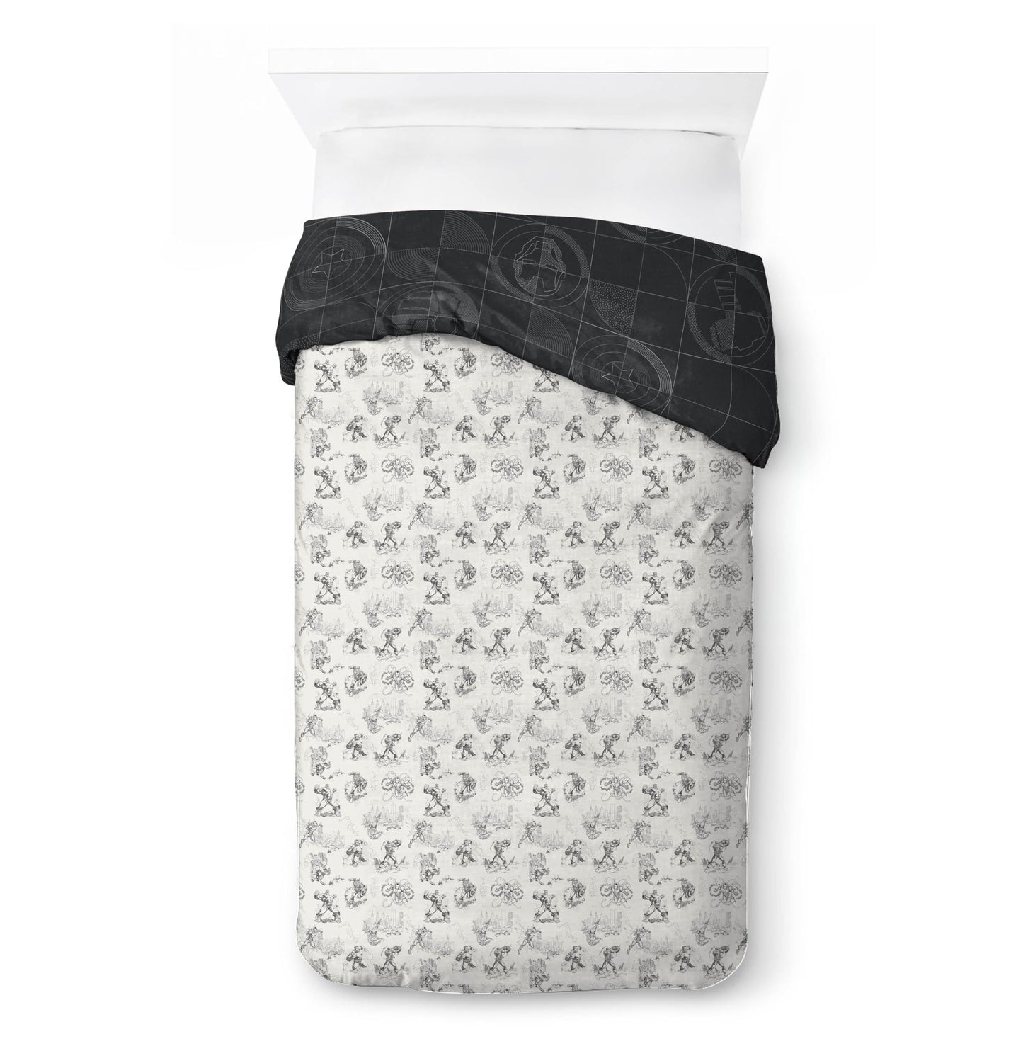 Jay Franco Kids Duvet Cover Set with Sham & Pillowcase – Ultra-Soft Bedding for Room Decor, Cover ONLY Comforter NOT Included, Black - Marvel Comics, 2 Piece Twin