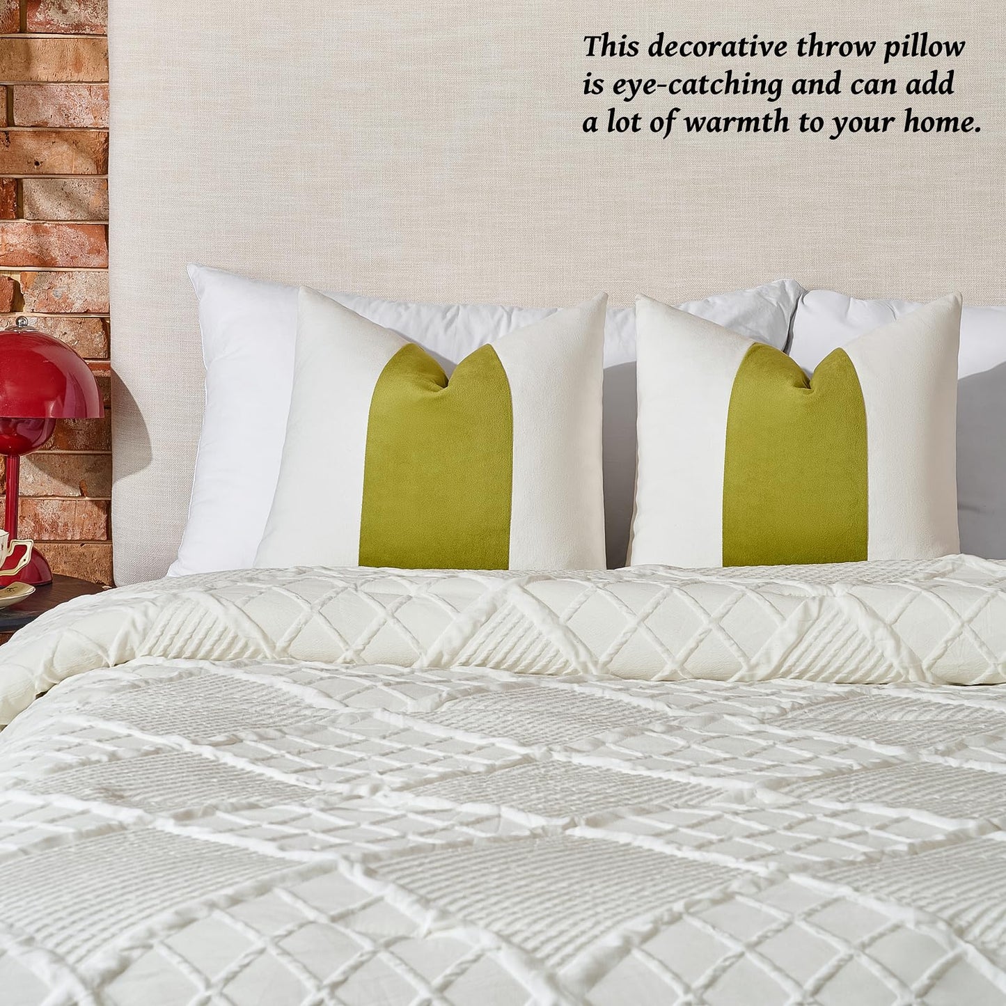 AmHoo Pack of 2 Velvet Panel Cotton Pillow Covers Decorative Pillowcase Cushion for Couch Sofa Bedroom 18 x 18-Inch Spinach Green