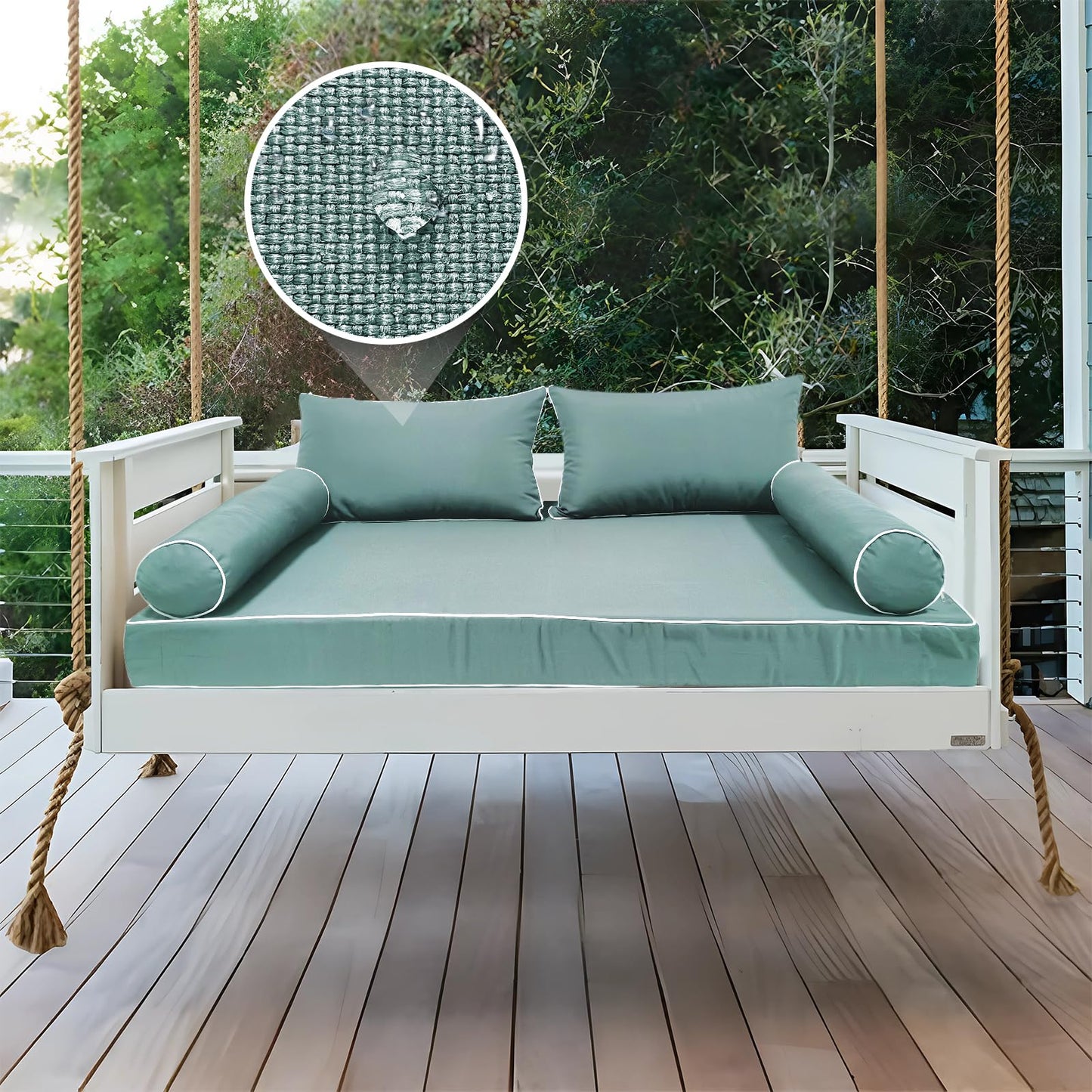 ZOALXZNT Outdoor Daybed Cushion Cover Twin,Daybed Mattress Bolster Pillow Fitted Sheet Cover,Twin Size Outdoor Daybed Cushion Cover (75 * 39 * 6in,Teal)