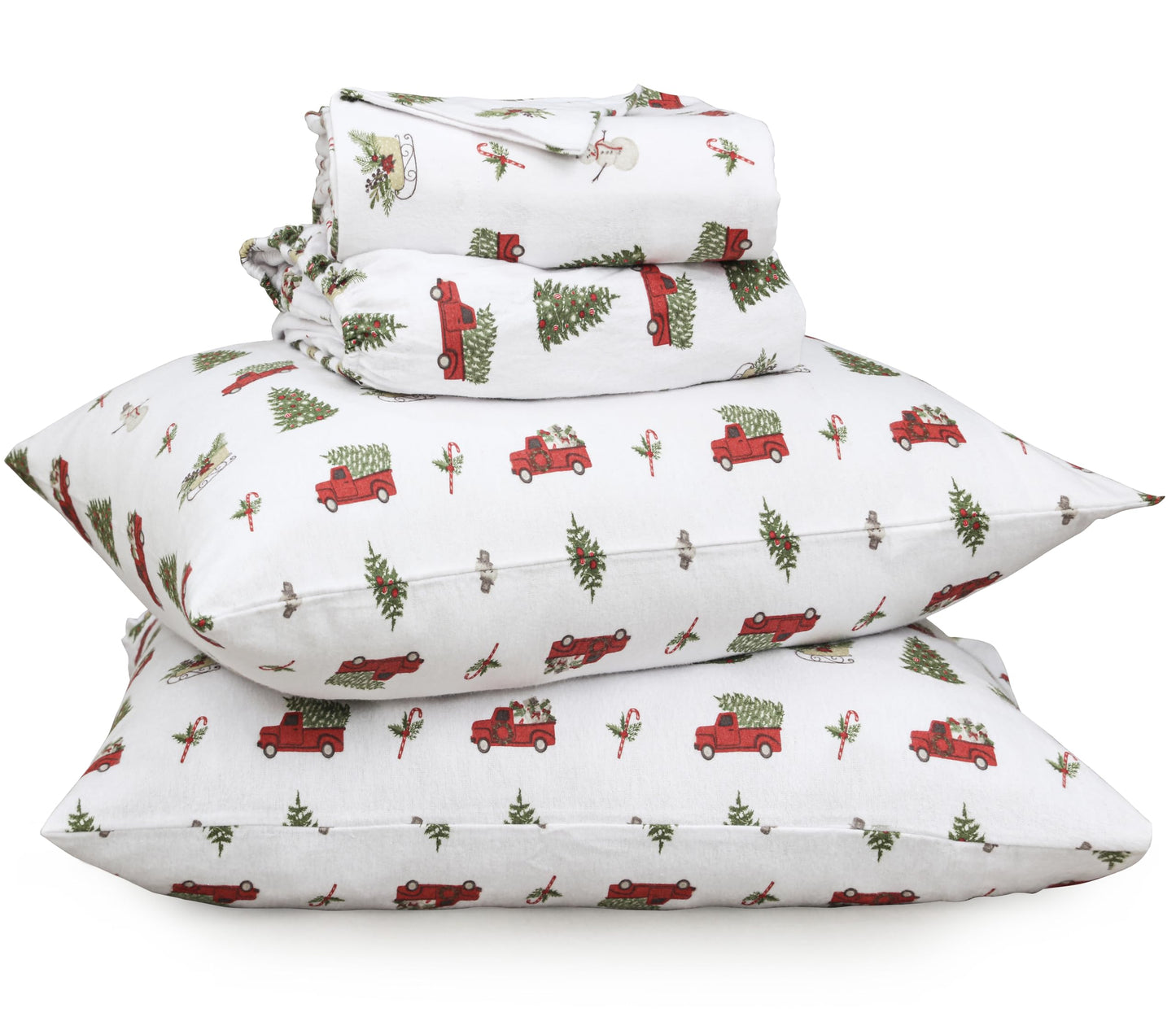 RUVANTI Flannel Sheets Queen Size - 100% Cotton Double Brushed Bed Sheets, Deep Pockets 16 Inches Queen Sheet Set, All Seasons Breathable & Extra Soft - Warm & Cozy, 4 Piece, Holiday Haul