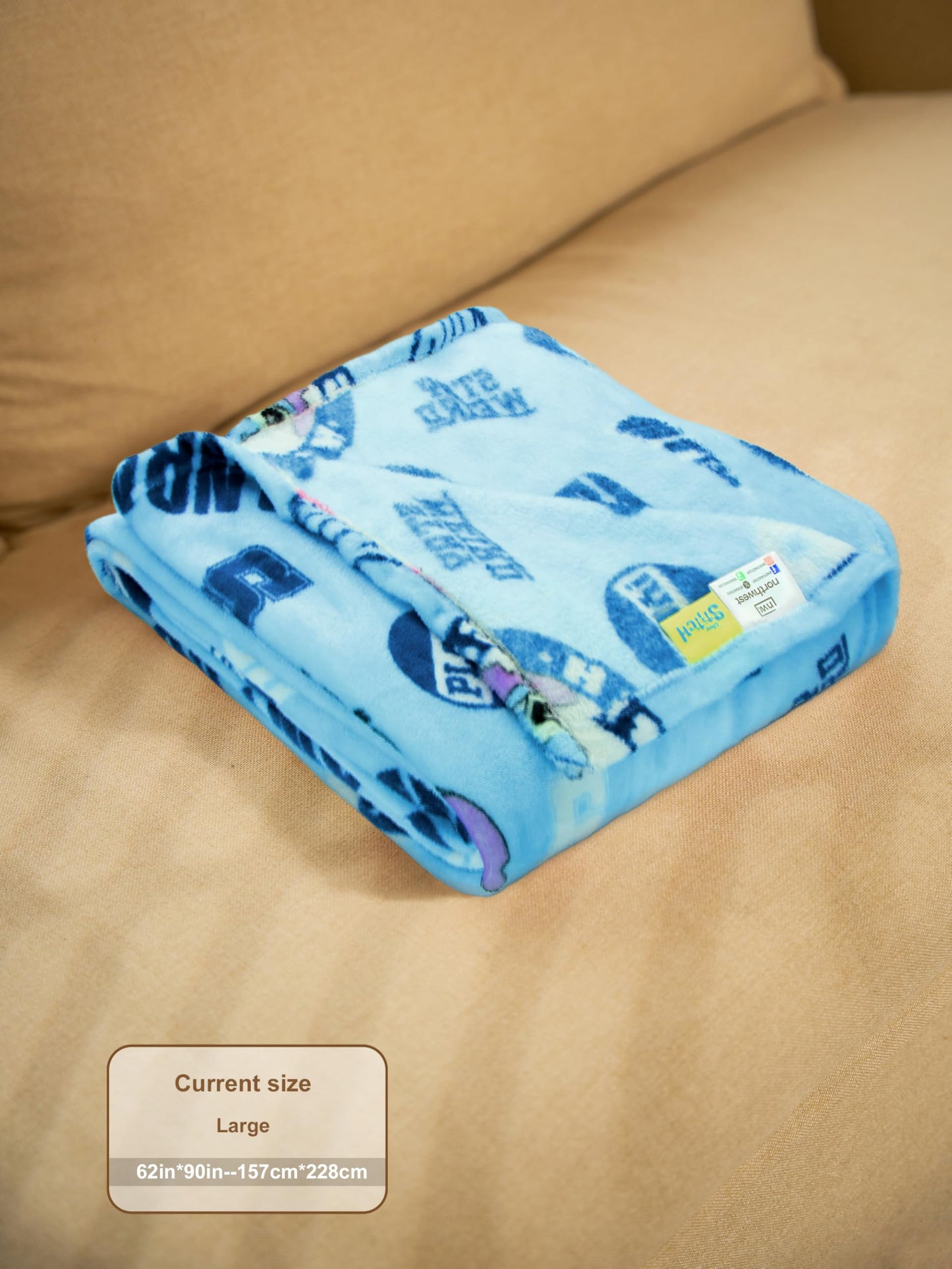 Northwest Disney Stitch Plush Throw Blanket, Oversized 62" x 90" Silk Touch Soft Fleece Blanket for Kids & Adults, Officially Licensed