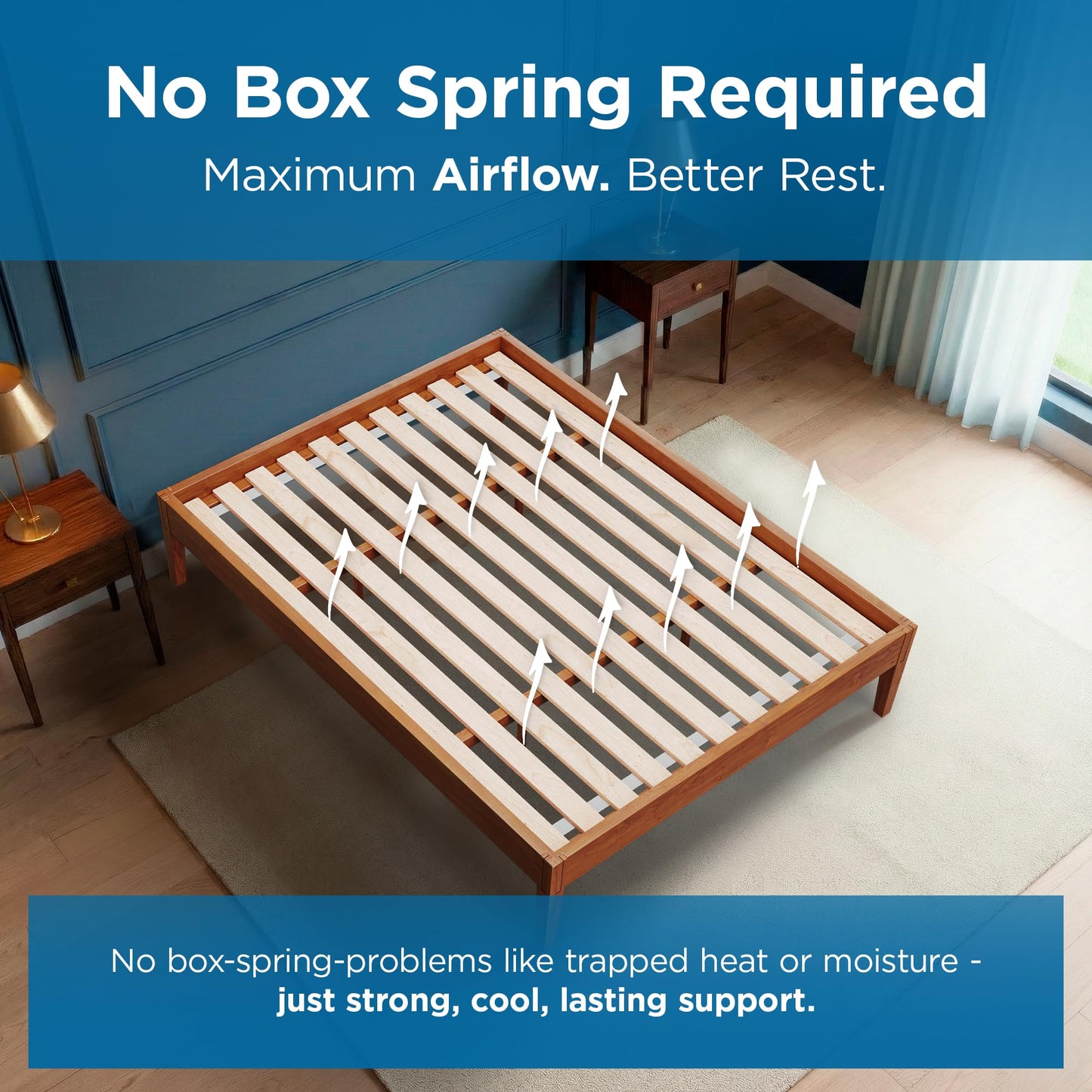 Meliusly SlatSure Queen Size Bunkie Board – Heavy Duty Vertical Bed Slats & Foldable Wooden Support Board for Sagging Mattress or Platform Bed Frame, Box Spring Alternative and Replacement