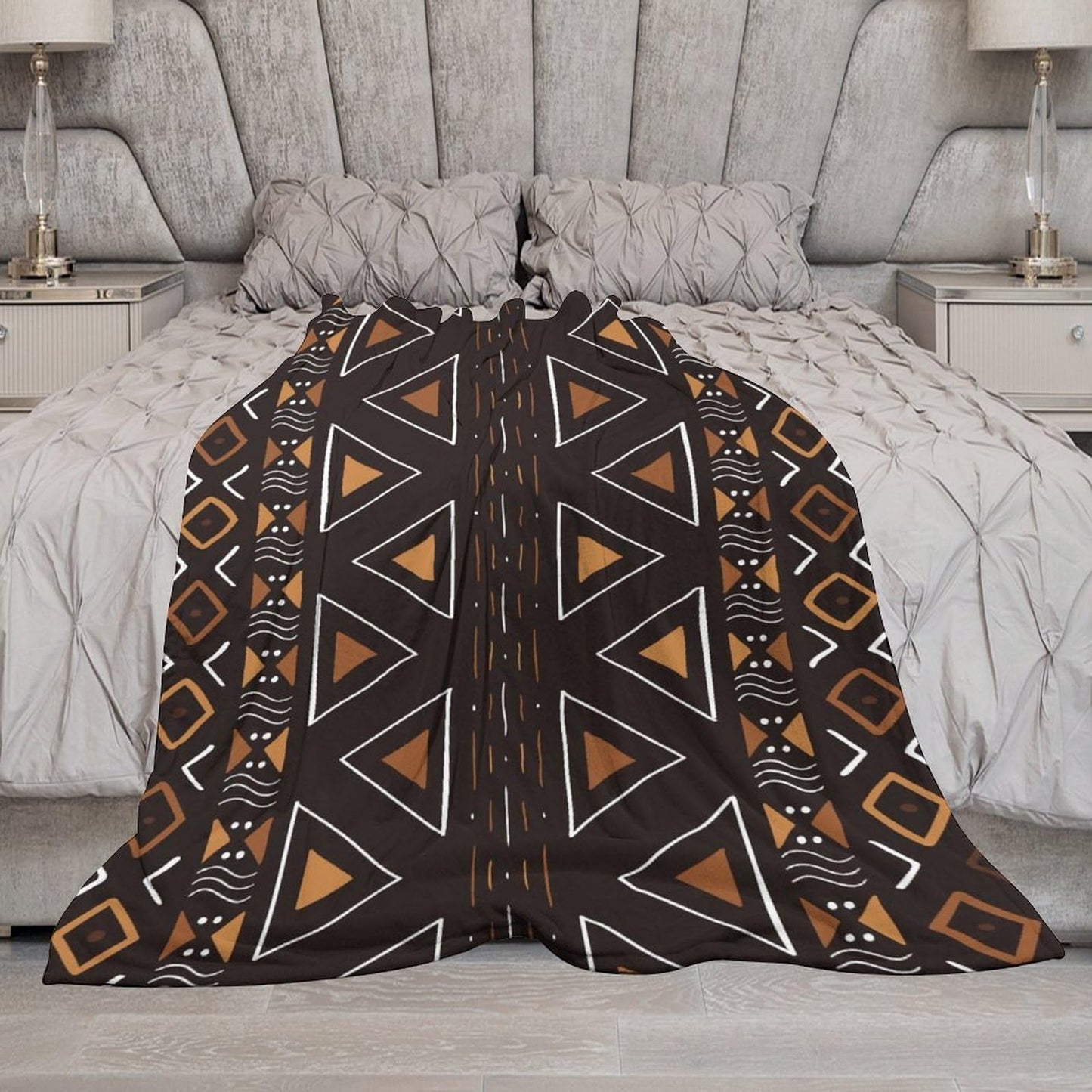 ZhiRain African Mudcloth Throw Blanket Boho Traditional Tribal Africa Ethnic Geometric Print Blanket for Sofa Bed Couch Chair Or Dorm 50"x60"