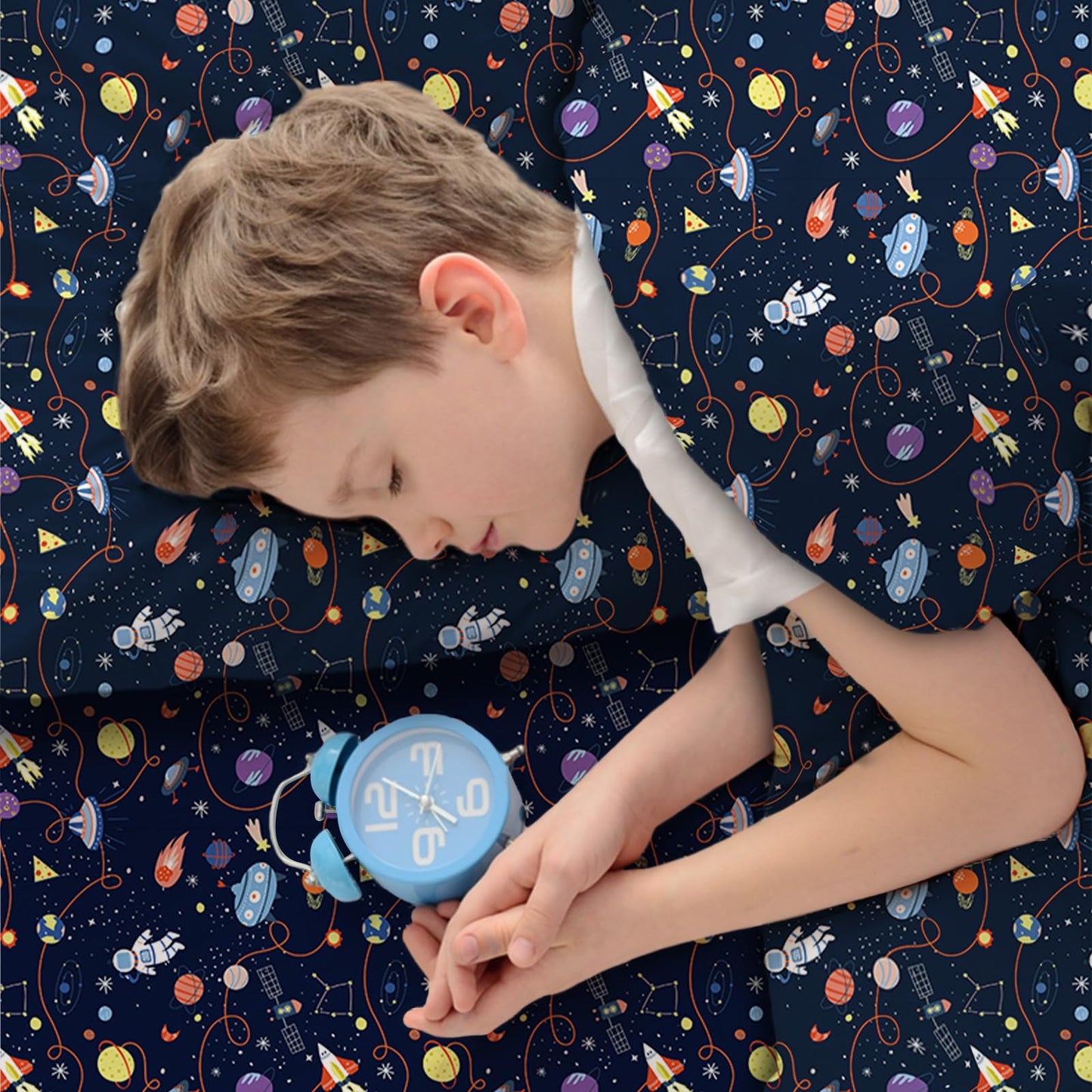 LONAVA Twin Sheet Set Kids - 3 Pieces Soft Microfiber Cartoon Style Bedsheets for Boys Girls Teens, Oeko TEX, Breathable Deep Pocket Sheets, (Astronauts)
