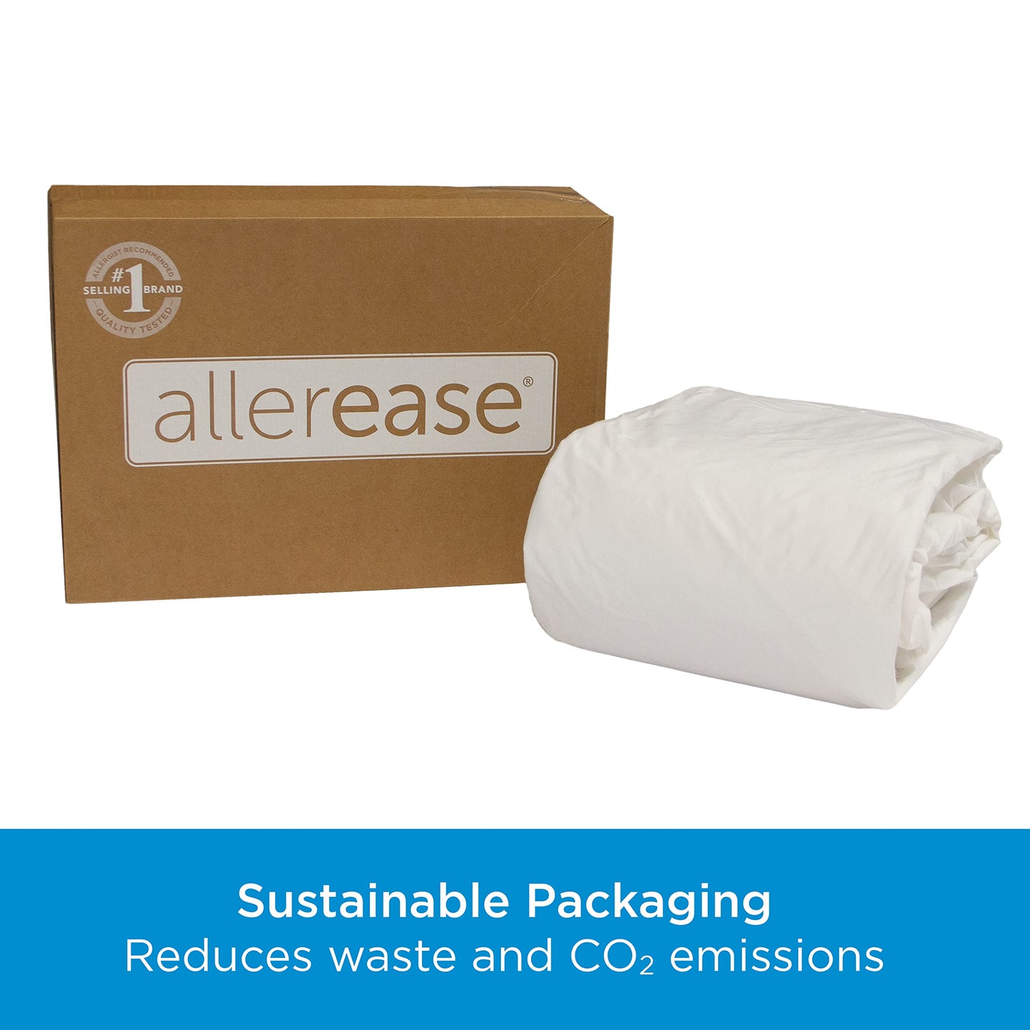 AllerEase Waterproof Mattress Protector Stain Protection Full Size Allergen Barrier Hot Water Washable Machine Washable Durable Zippered Knit Mattress Cover Stretch Corners (White)