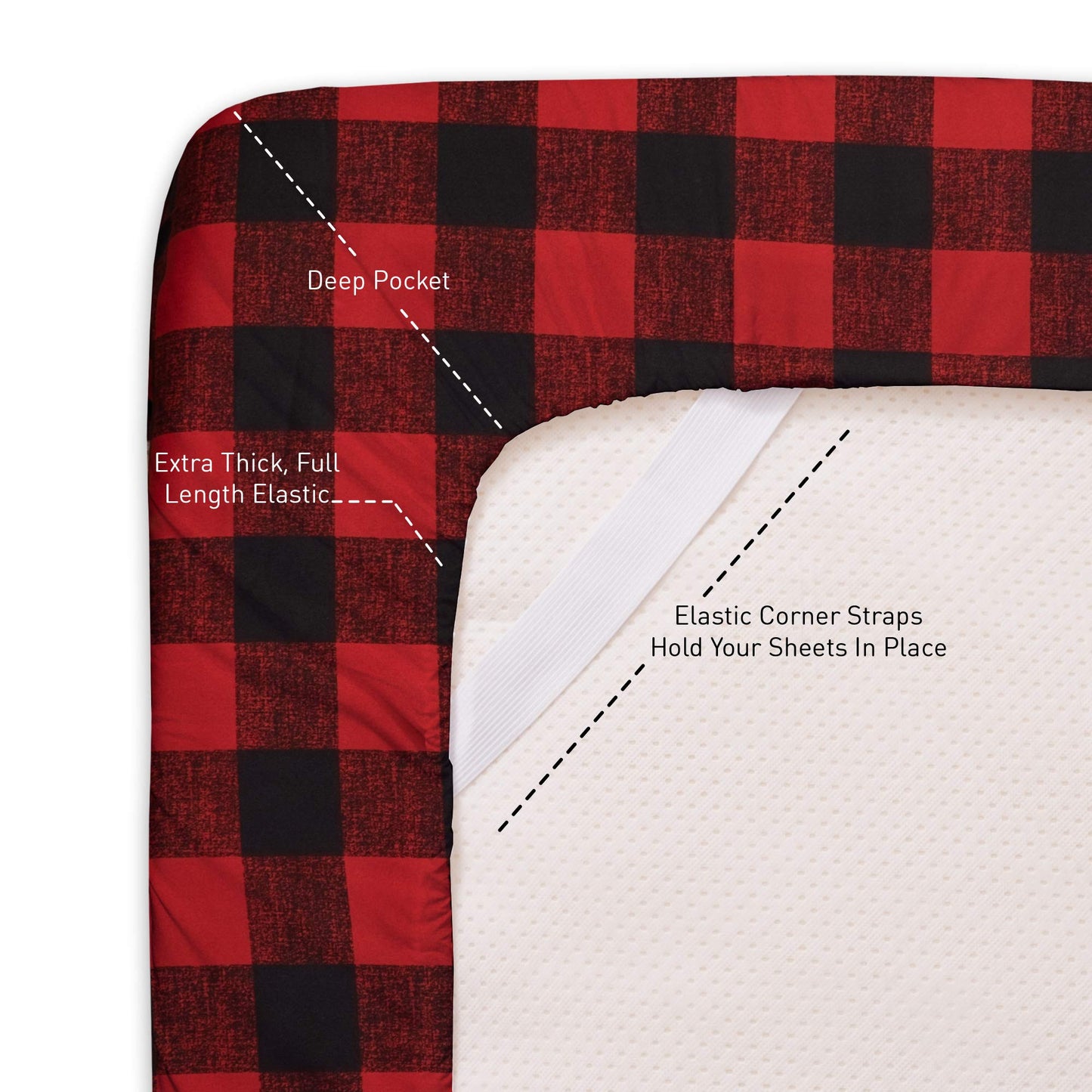 King Size Sheets - Breathable Luxury Bed Sheets with Full Elastic & Secure Corner Straps Built In - 1800 Supreme Collection Extra Soft Deep Pocket Bedding Set, Sheet Set, King, Buffalo Check Burgundy