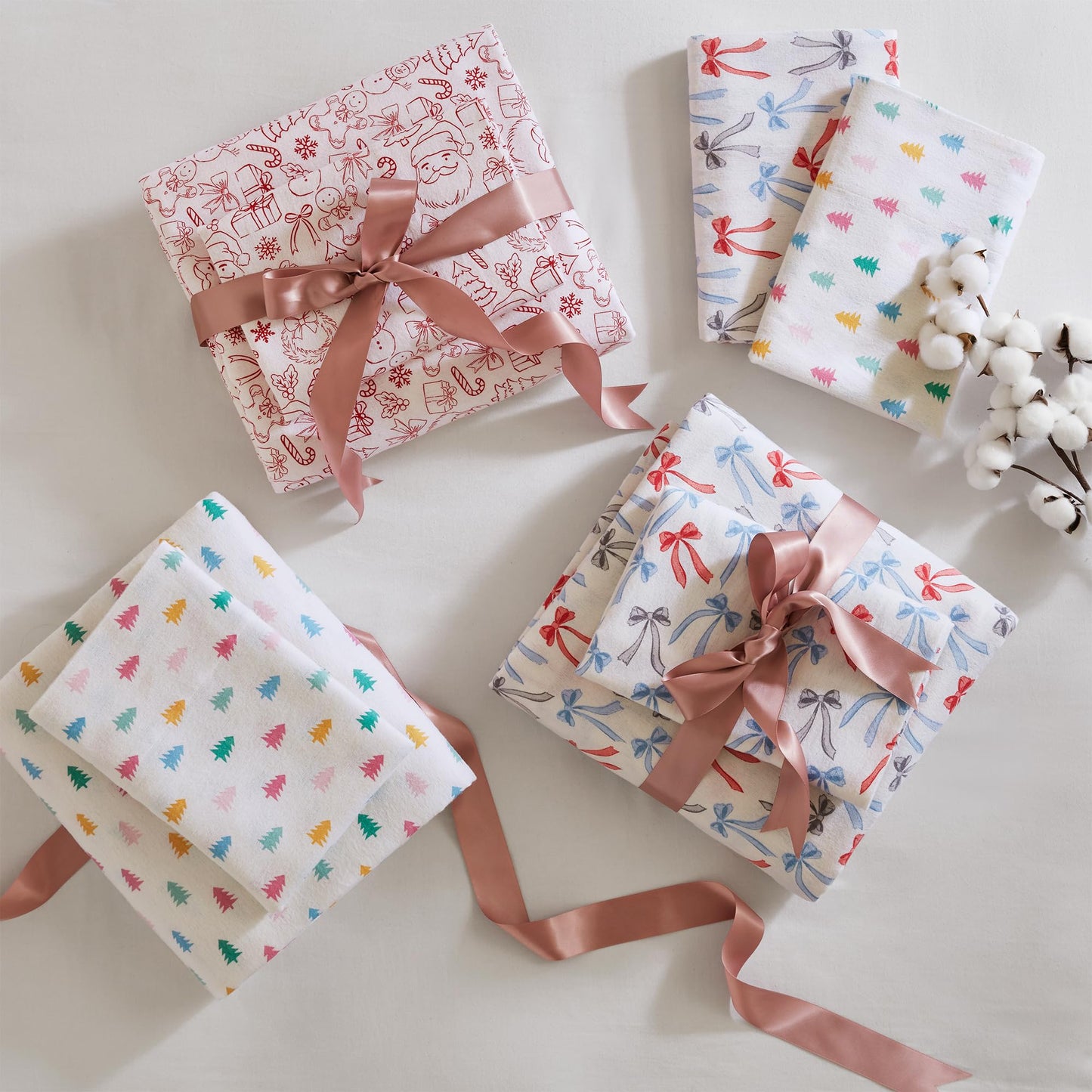 Intelligent Design Flannel Sheets Full, Cozy Soft 100% Cotton Flannel Bedding, Printed Warm Full Sheets Set, Ultra Soft Cold Weather Bed Sheet Set, Happy Bows, 4 Piece