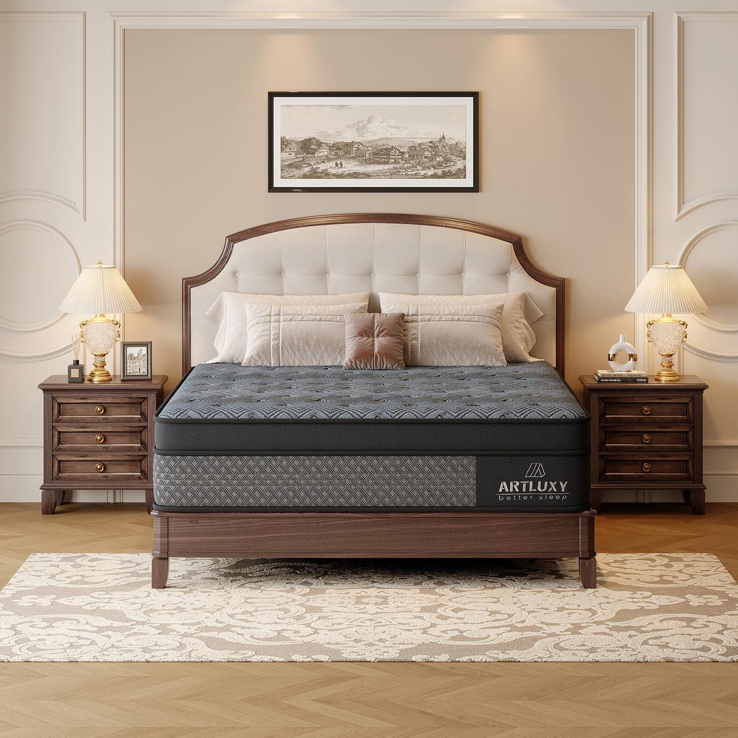 Artluxy Full 14 Inch Hybrid Mattress – Medium Firm, with Gel Memory Foam and Pocket Springs for Pressure Relief and Zoned Support, CertiPUR-US Certified. (Gray-Black, Full, 14, 14, Inches)