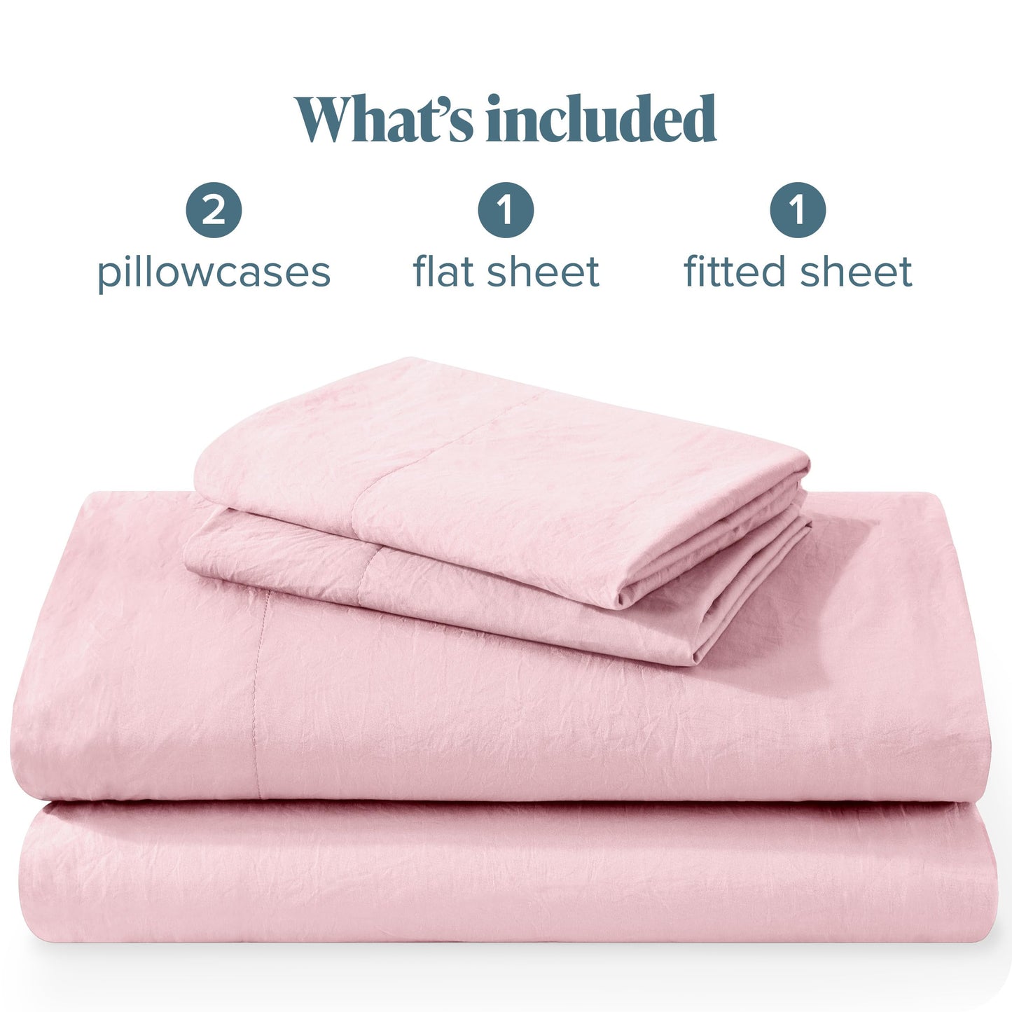 Bare Home Queen Sheet Set - Luxury 1800 Ultra-Soft Stonewashed Microfiber - Brushed - Deep Pockets - Easy Fit - Breathable Bedding - Sheet Sets & Pillowcases (Queen, Dusty Pink)