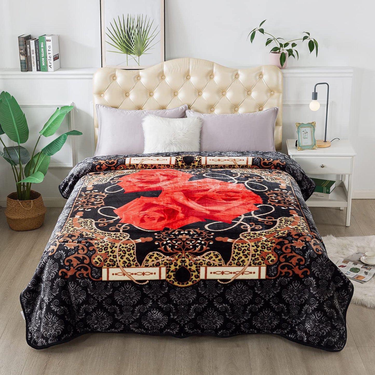 JYK Plush Fleece Blanket Queen Size 91" x 75", 3.7LBs 1 Ply Soft Korean Mink Warm Lightweight Bed Blanket for Autumn Winter