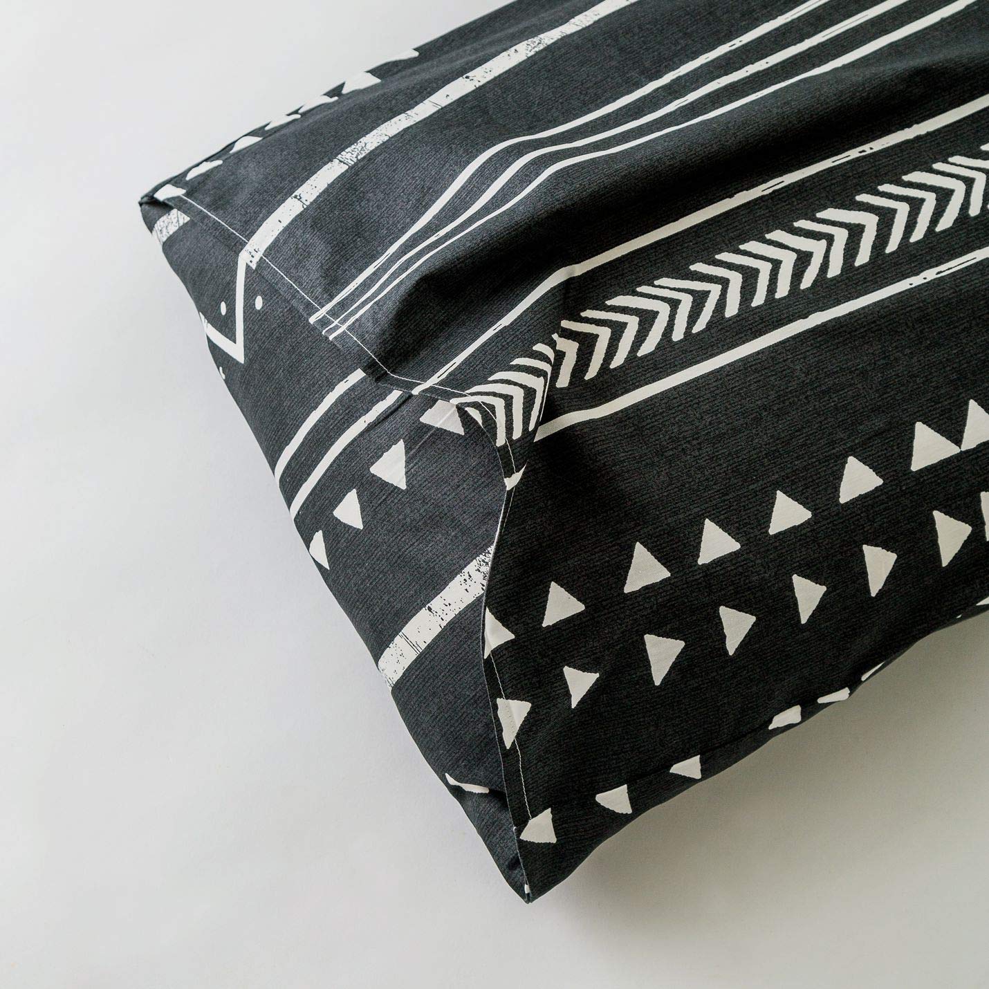 YuHeGuoJi Black Boho Duvet Cover King 100% Cotton 3 Pcs Set 1 Southwestern Geometric Aztec Duvet Cover with Zipper Ties 2 Pillowcases Black White Tribal Bohemian Striped Bedding Set Soft