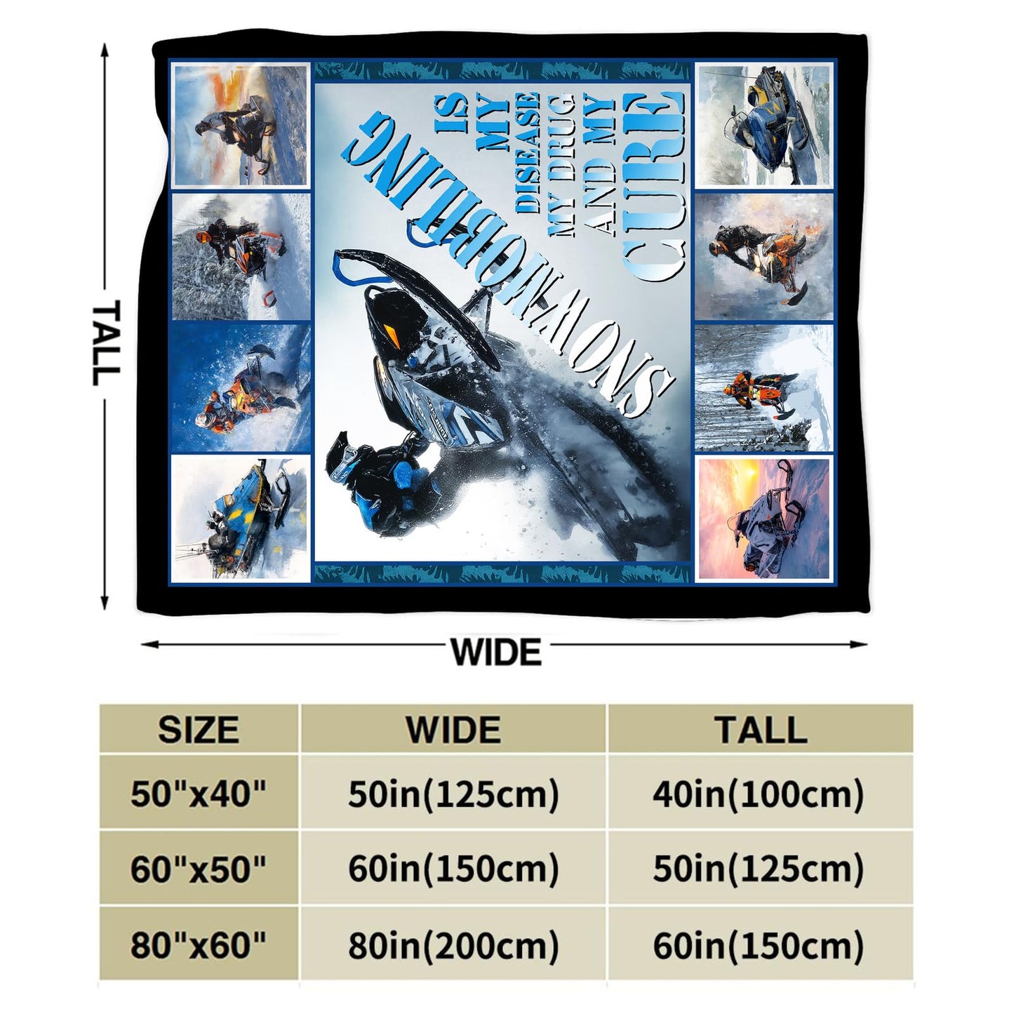 Snowmobile Blanket Soft Fuzzy Fleece Snowmobiling Sport Throw Blankets Decor Cozy Warm Plush Flannel Snow Mobiling Blanket Gifts for Boys Girls Men Women Home Chair Sofa Couch Bed 50"X40"