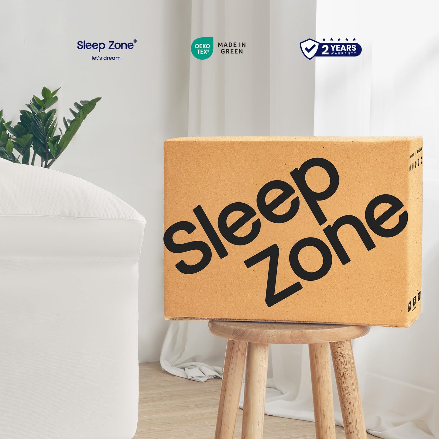SLEEP ZONE Mattress Topper Full Size, Extra Thick Fitted Mattress Pad for Back Pain, Plush and Support Mattress Cover, Deep Pockets Mattress Protector, Hotel Quality (White, Full)