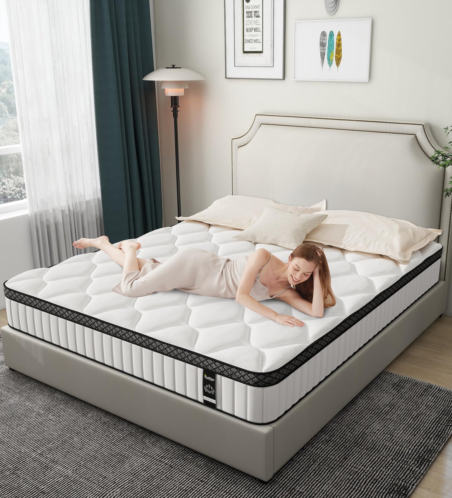 REALONE Full Mattress,10 Inch Hybrid White Mattresses,Gel Memory Foam Spring Mattress in a Box,Medium Firm Pressure Relief