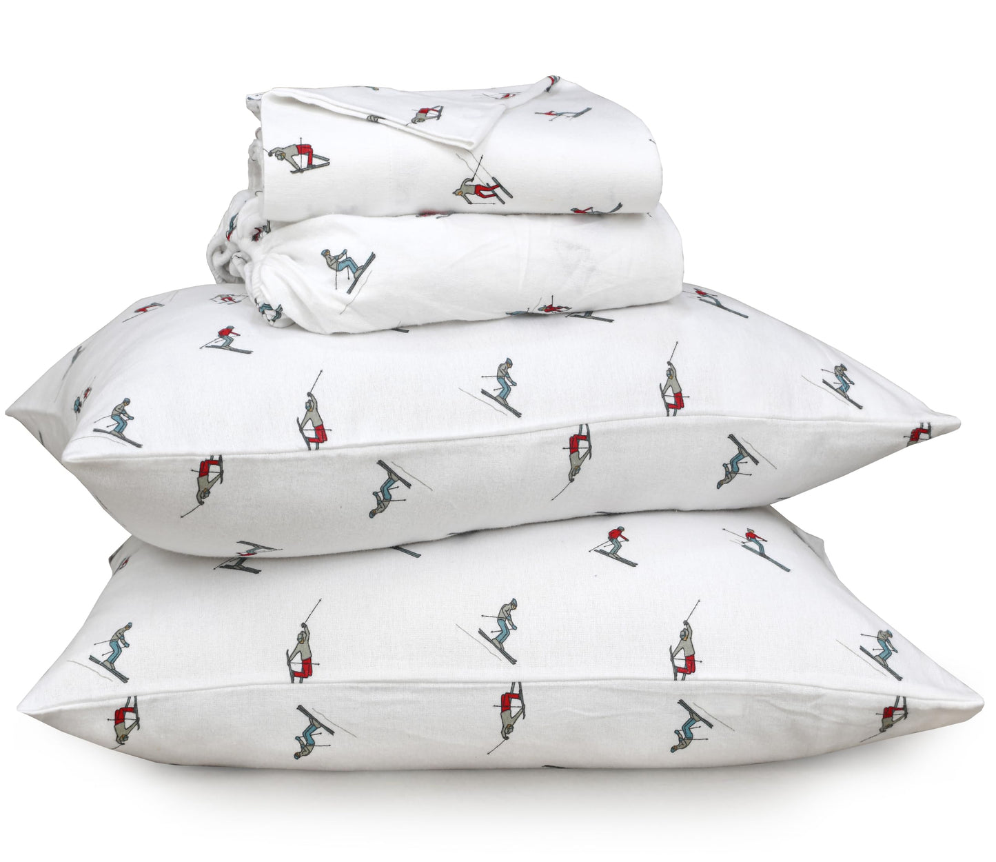 RUVANTI Flannel Sheets Queen Size - 100% Cotton Double Brushed Bed Sheets, Deep Pockets 16 Inches Queen Sheet Set, All Seasons Breathable & Extra Soft - Warm & Cozy, 4 Piece, Flurry Friends