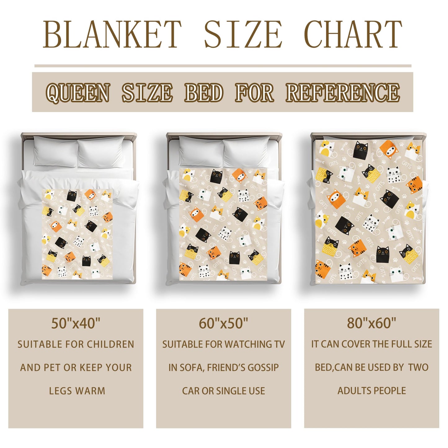 Cat Blanket Gifts for Girls Women Soft Flannel Cats Lovers Throw Blanket Cat Birthday Gift Bedding Decor for Women Girls Kids Adults 50"x40"