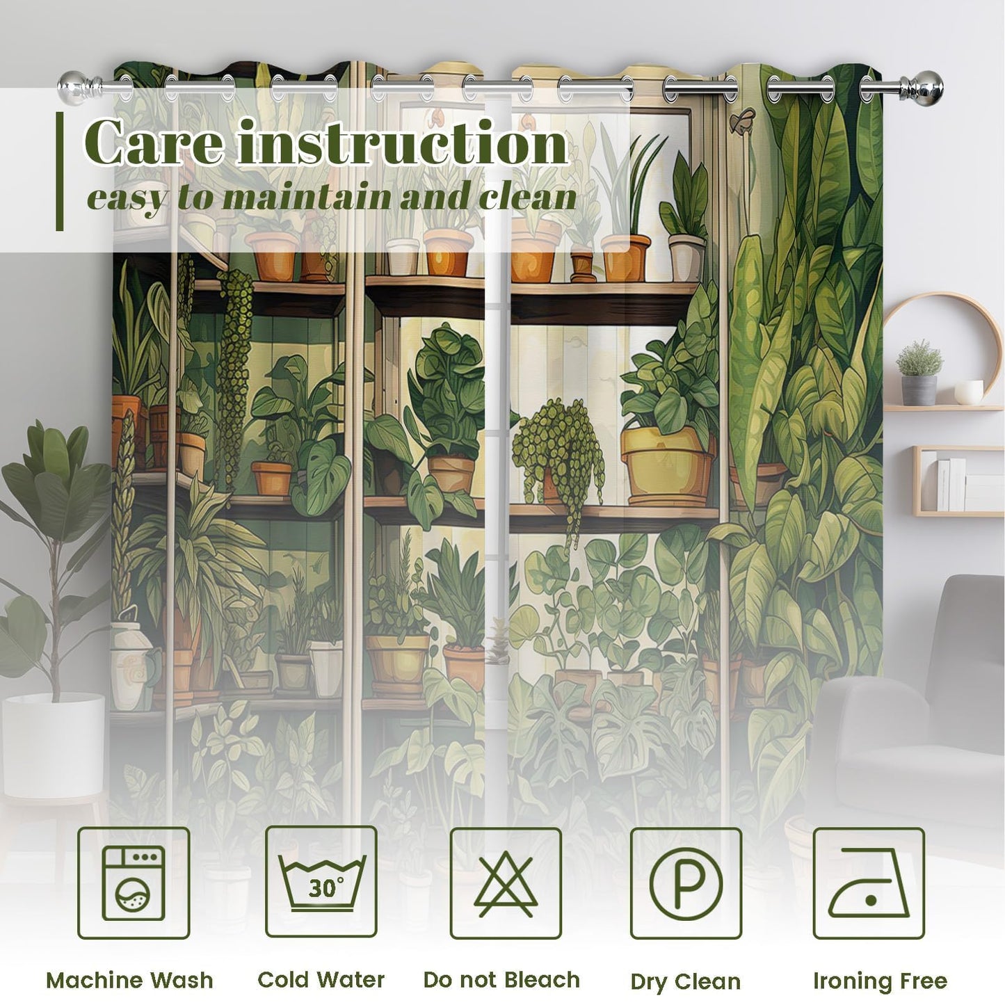 soeeao Green Botanical Blackout Curtains Patterned Vintage Plant Window Drapes for Bedroom Living Room, 84 inch Length 2 Panels Set, 52x84 inch
