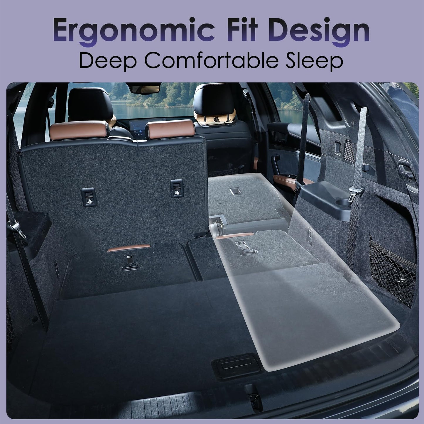 Eooqi Inflatable Car Air Mattress for SUV, Sedan, Truck & Minivan, Back Seat Car Bed for Car Camping & Travel, Portable Mattress with earplugs, Window Screens, Eye Mask & Storage Bags