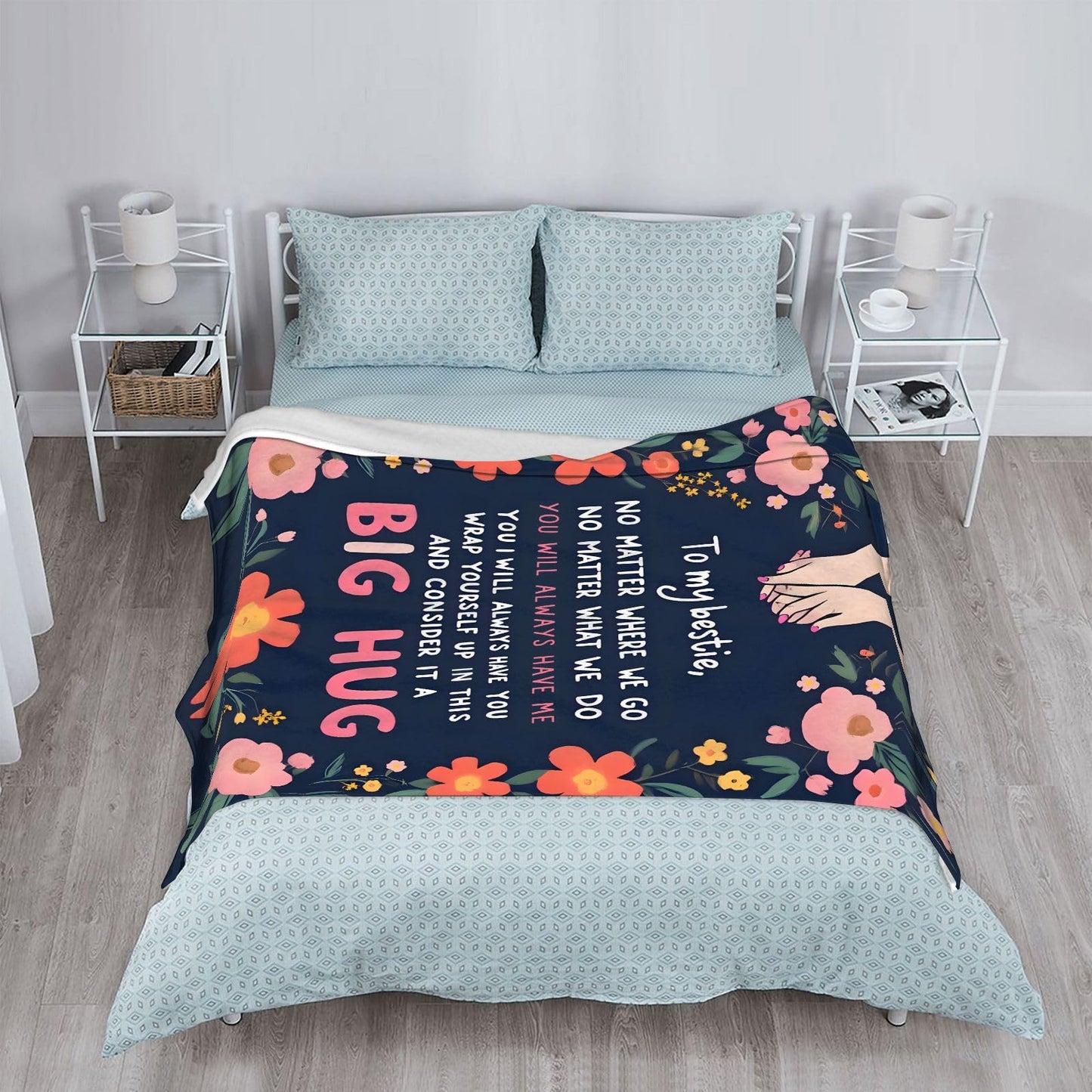 Sending You A Big Hugs So Its There When You Need It Blanket Cozy Flannel Comfort Throw Sympathy Healing Gift Encouragement Blanket for Family and Friends (White 18, 50x60in(127cm*153cm))